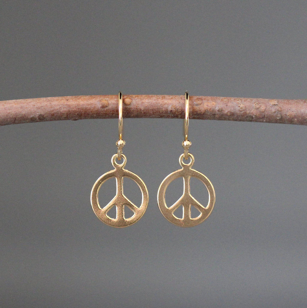 Gold Vermeil Peace Sign Charm Earrings