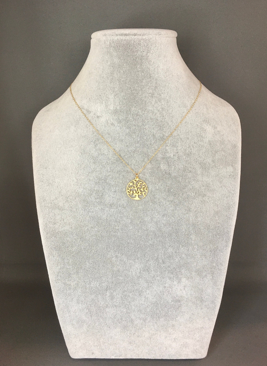 Matte Gold Vermeil Tree of Life Pendant on Gold Filled Chain