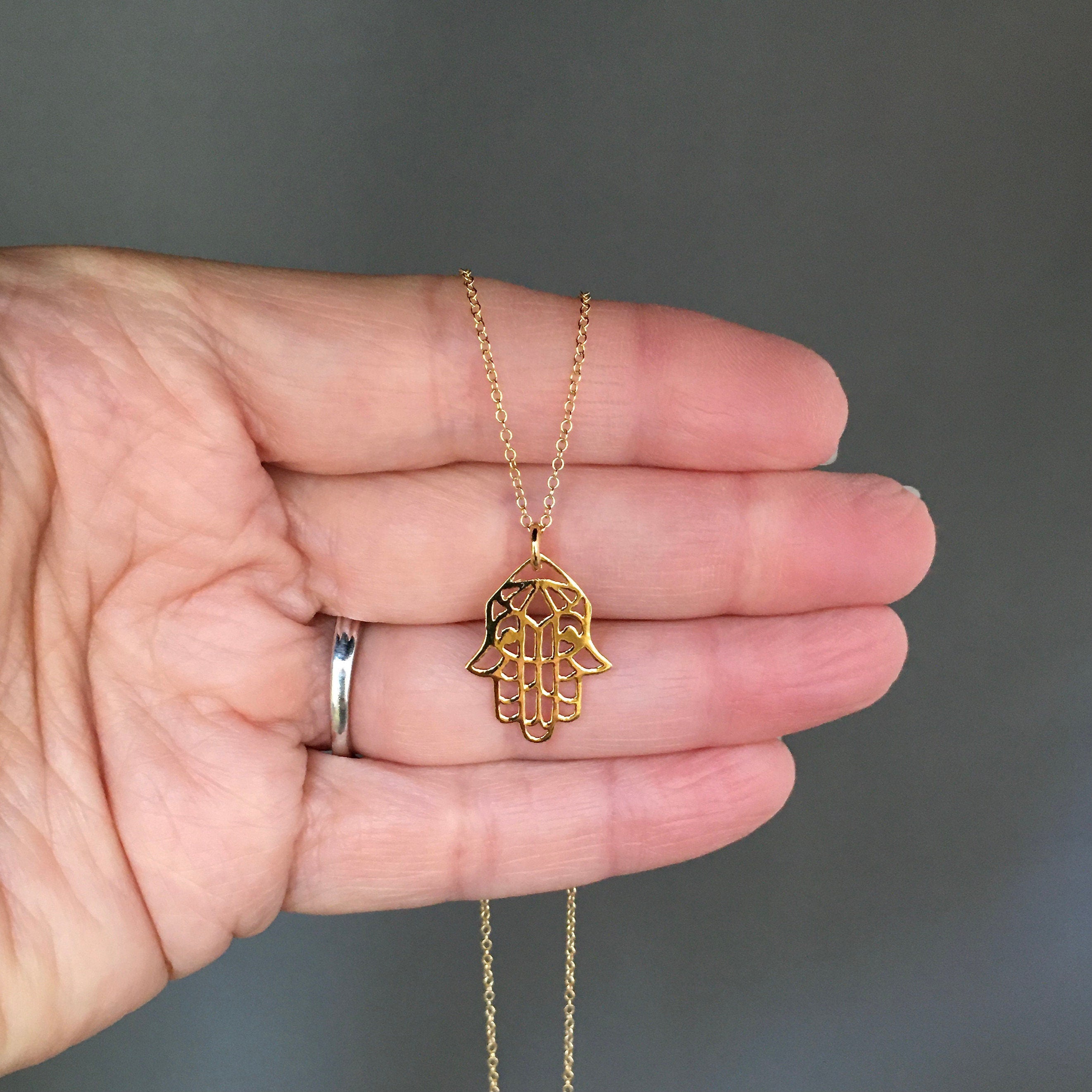 Gold Vermeil Filigree Hamsa Hand Pendant Necklace II