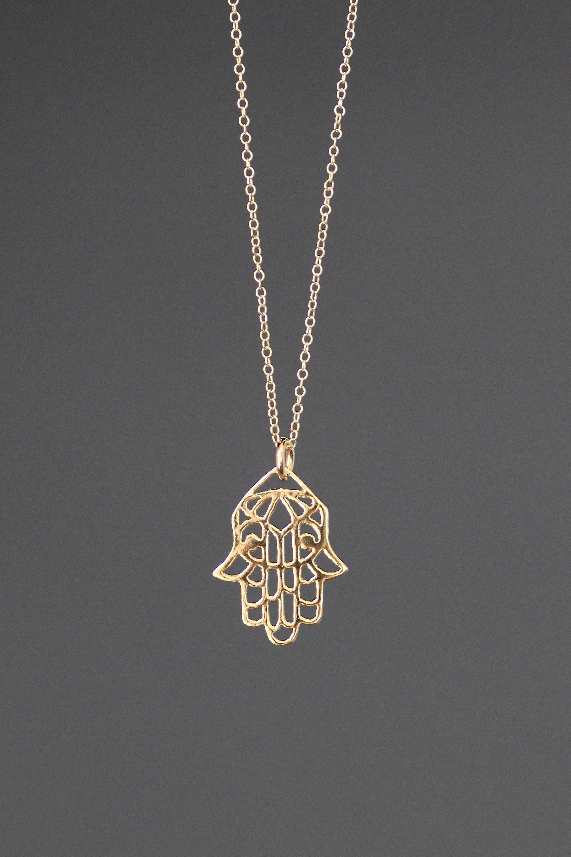 Gold Vermeil Filigree Hamsa Hand Pendant Necklace II