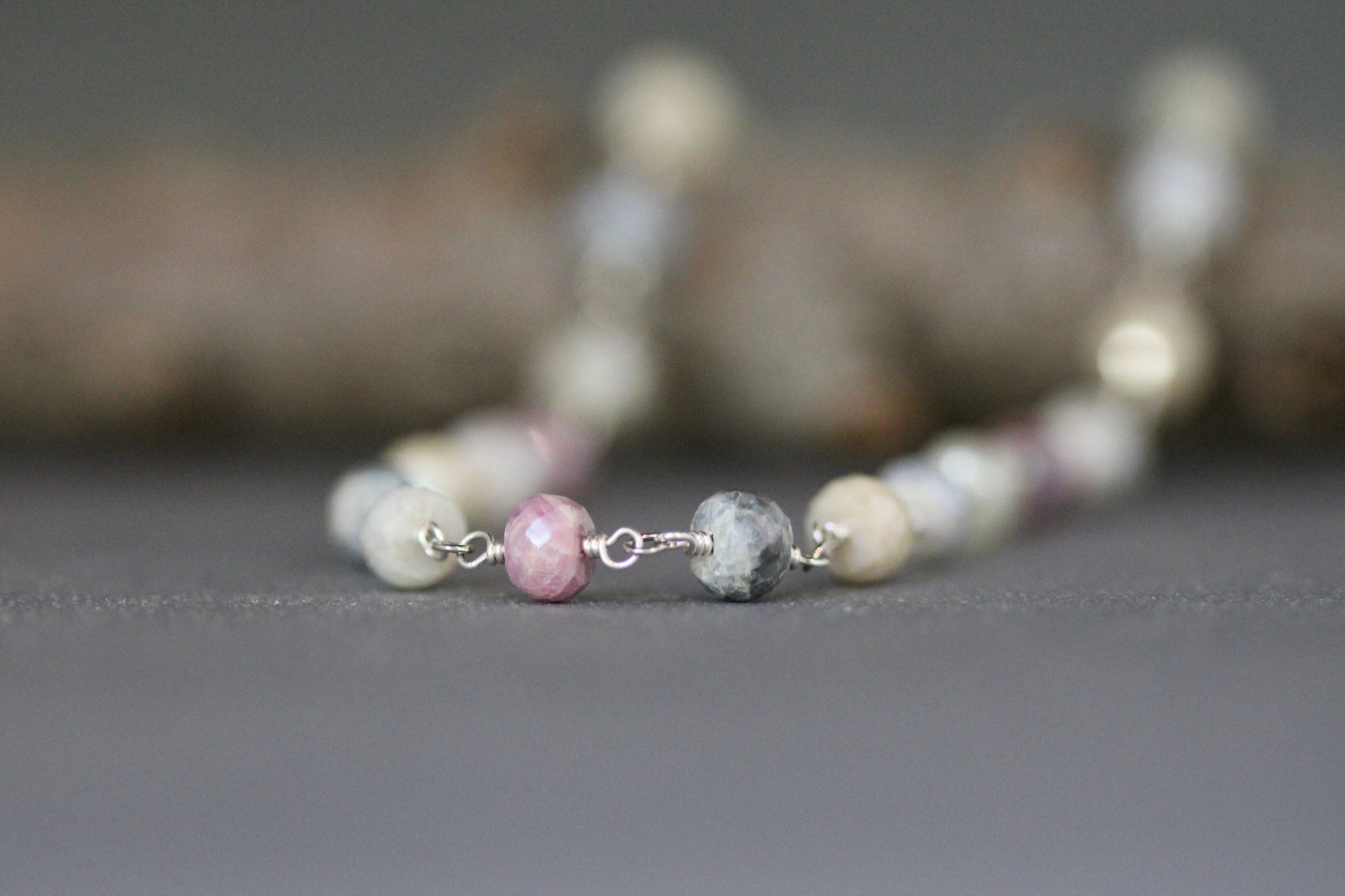 Multicolor Silverite Gemstone Necklace and Earring Set