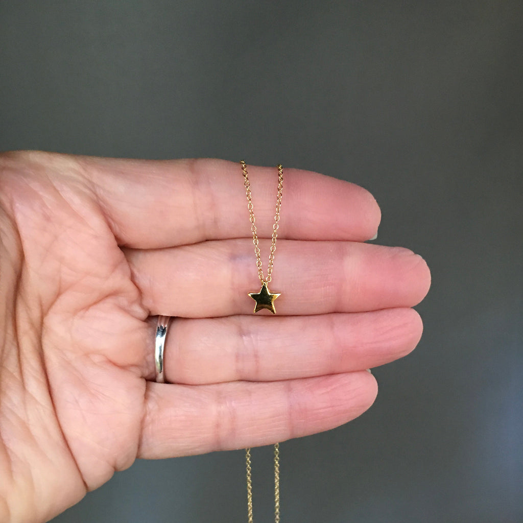 Gold Vermeil Star Charm Necklace on a Gold Filled Chain