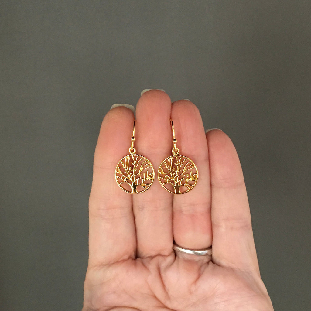 Gold Vermeil Tree of Life Charm Earrings I