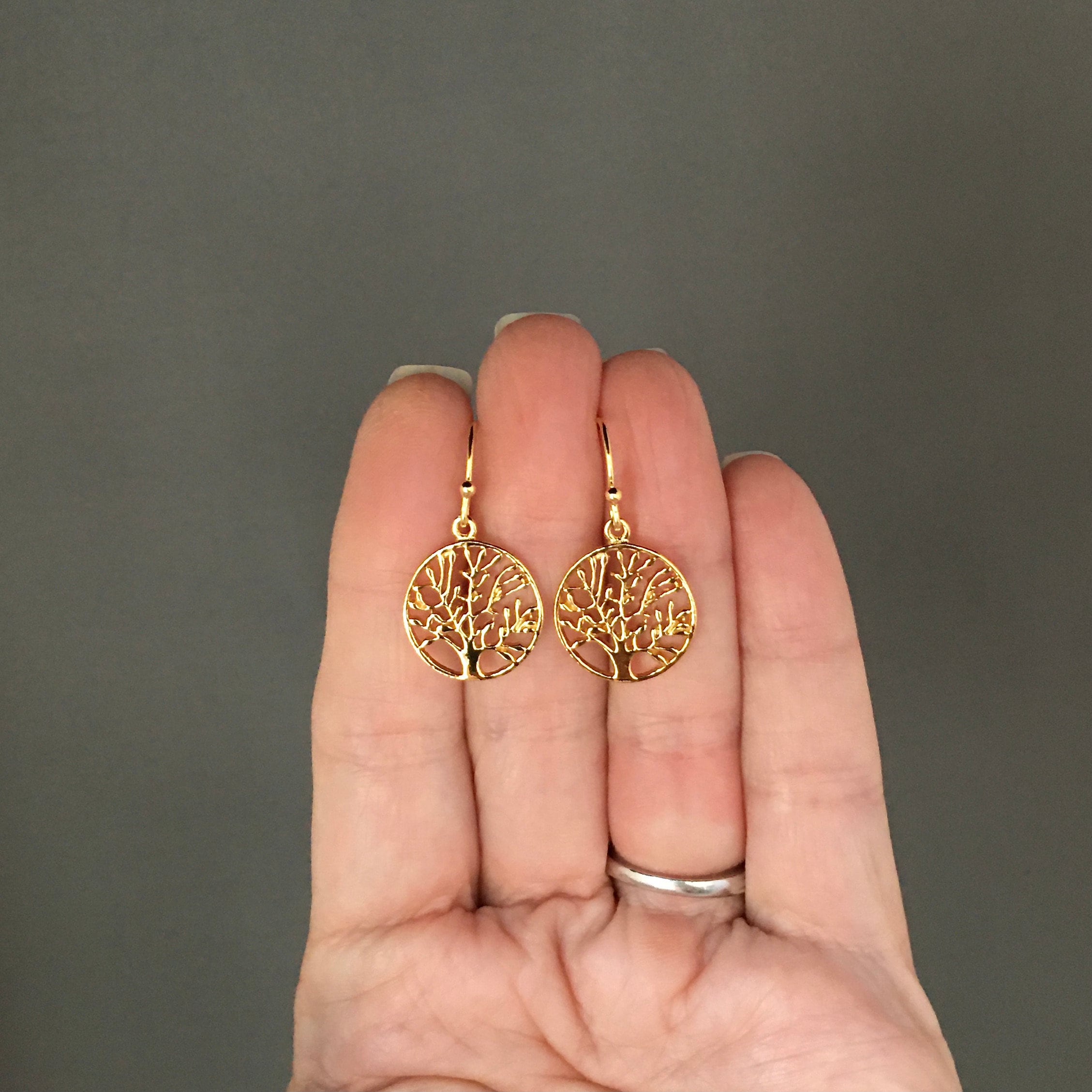 Gold Vermeil Tree of Life Charm Earrings I