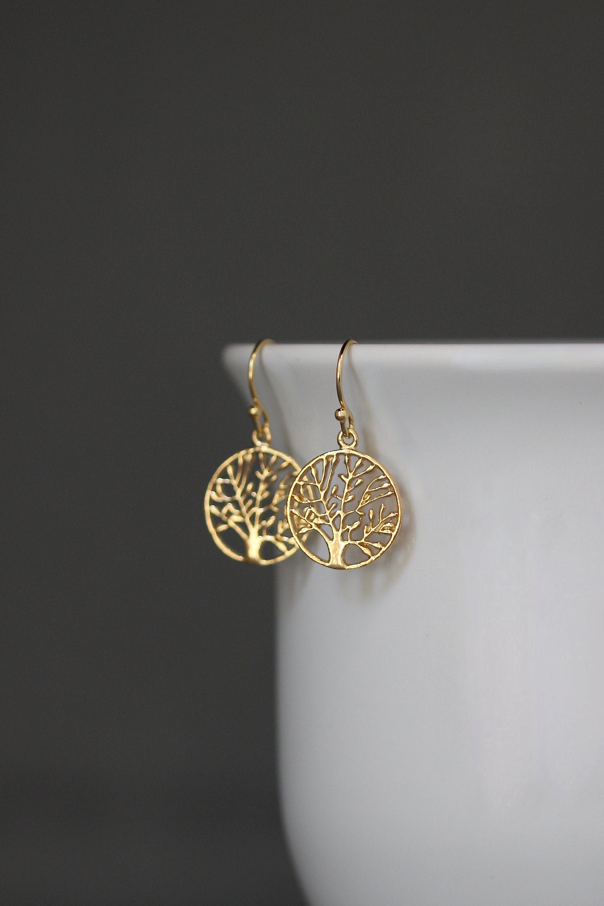Gold Vermeil Tree of Life Charm Earrings I