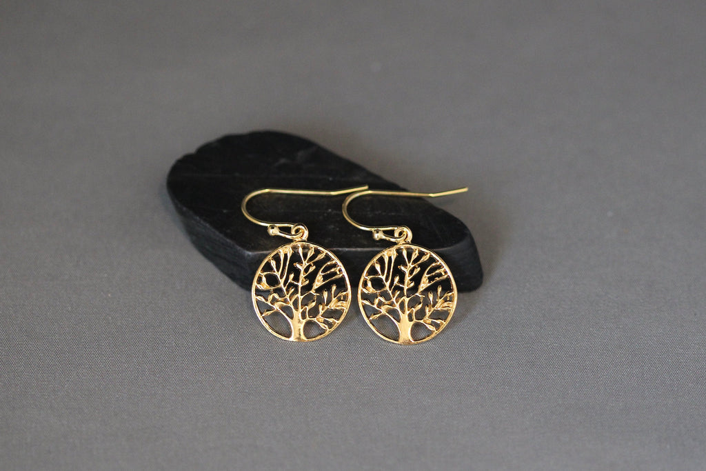 Gold Vermeil Tree of Life Charm Earrings I