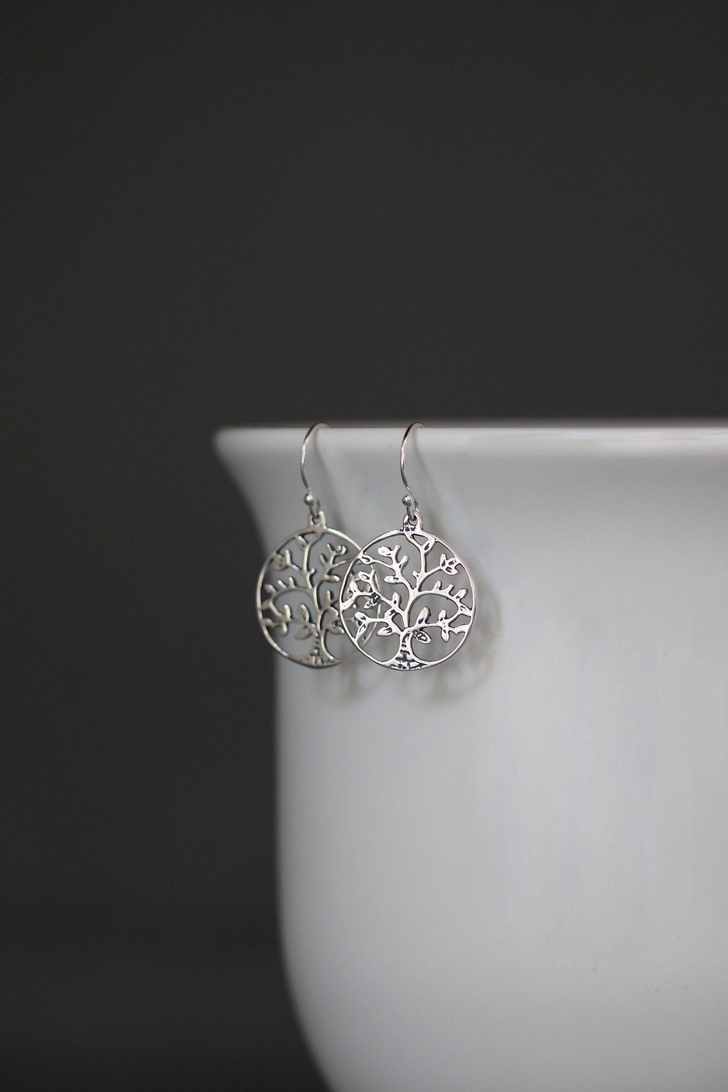 Sterling Silver Filigree Tree of Life Dangle Earrings