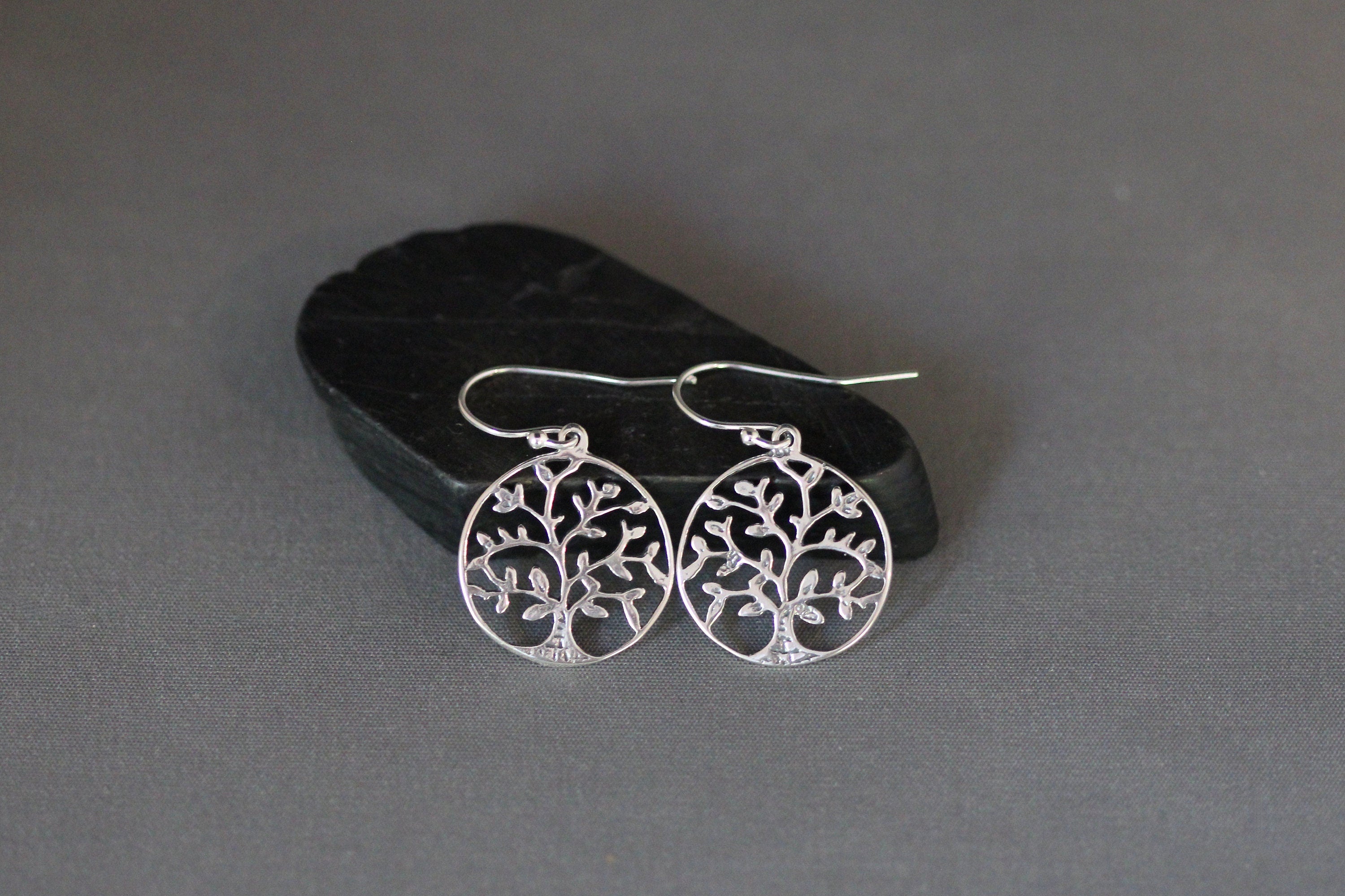 Sterling Silver Filigree Tree of Life Dangle Earrings