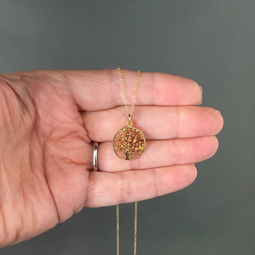 Gold Vermeil Tree of Life Pendant Necklace on Gold Filled Chain III