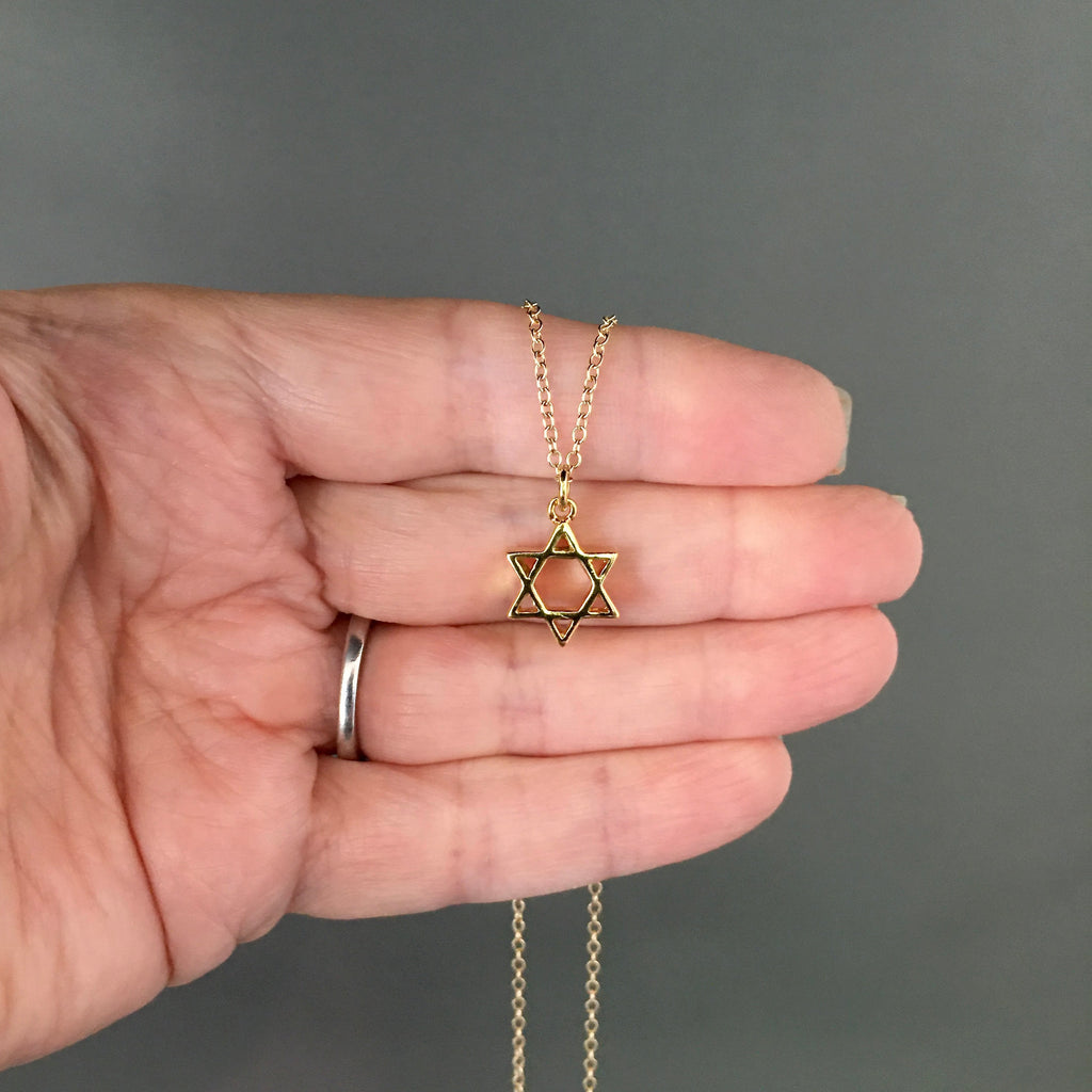 Gold Vermeil Star of David Pendant on Gold Filled Chain