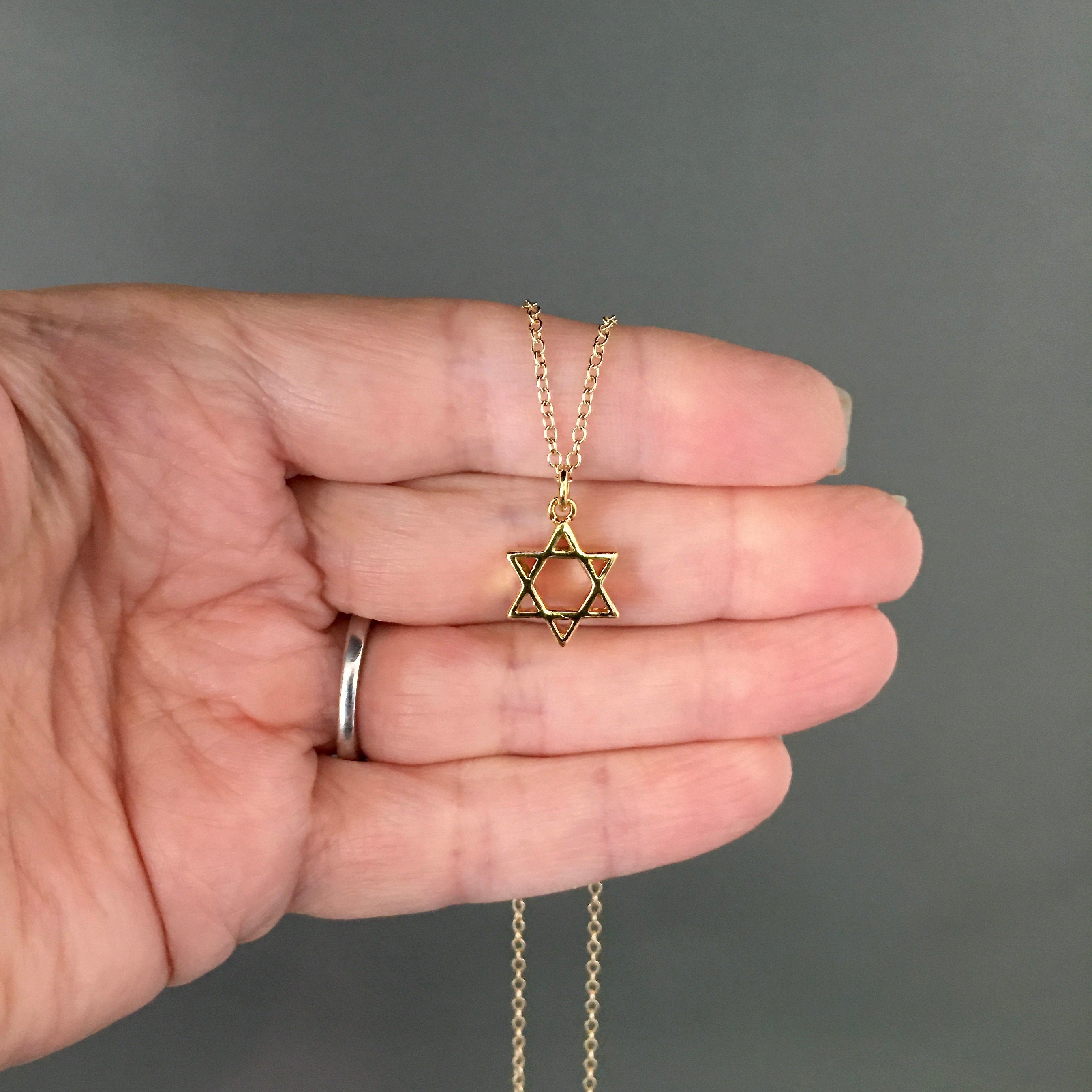 Gold Vermeil Star of David Pendant on Gold Filled Chain