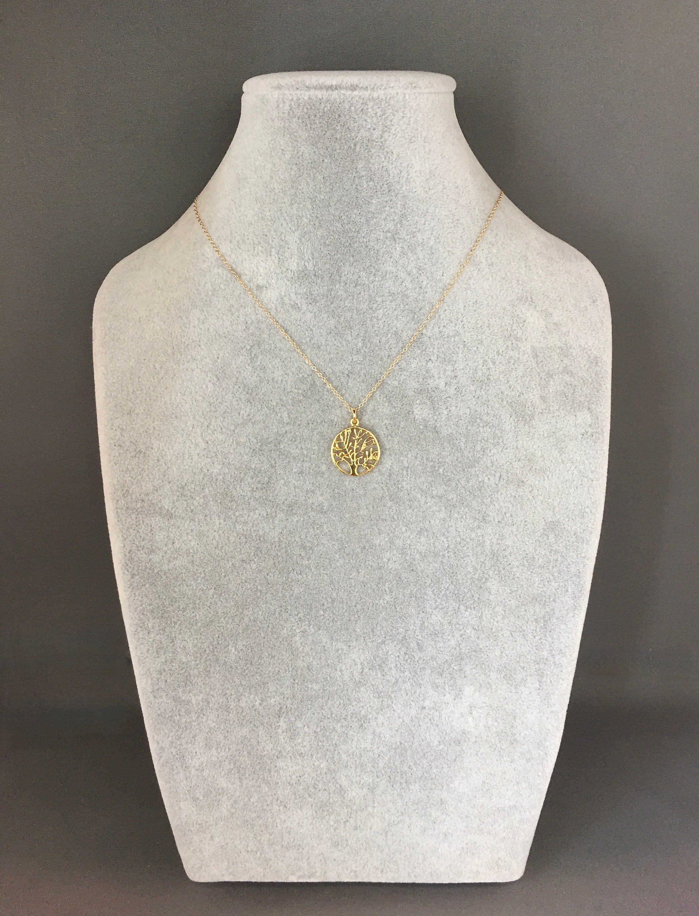 Gold Vermeil Tree of Life Pendant Necklace on Gold Filled Chain III