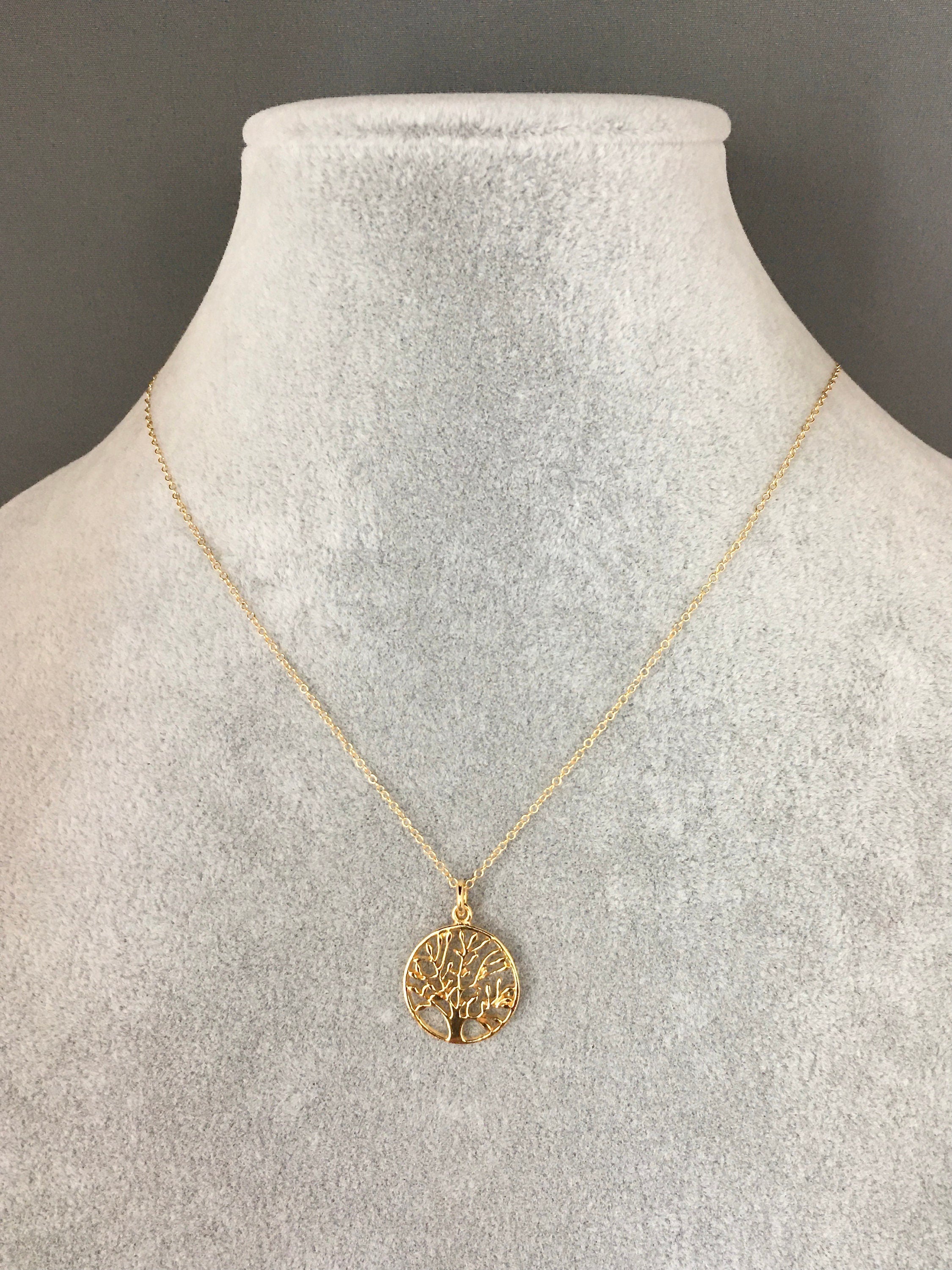 Gold Vermeil Tree of Life Pendant Necklace on Gold Filled Chain III