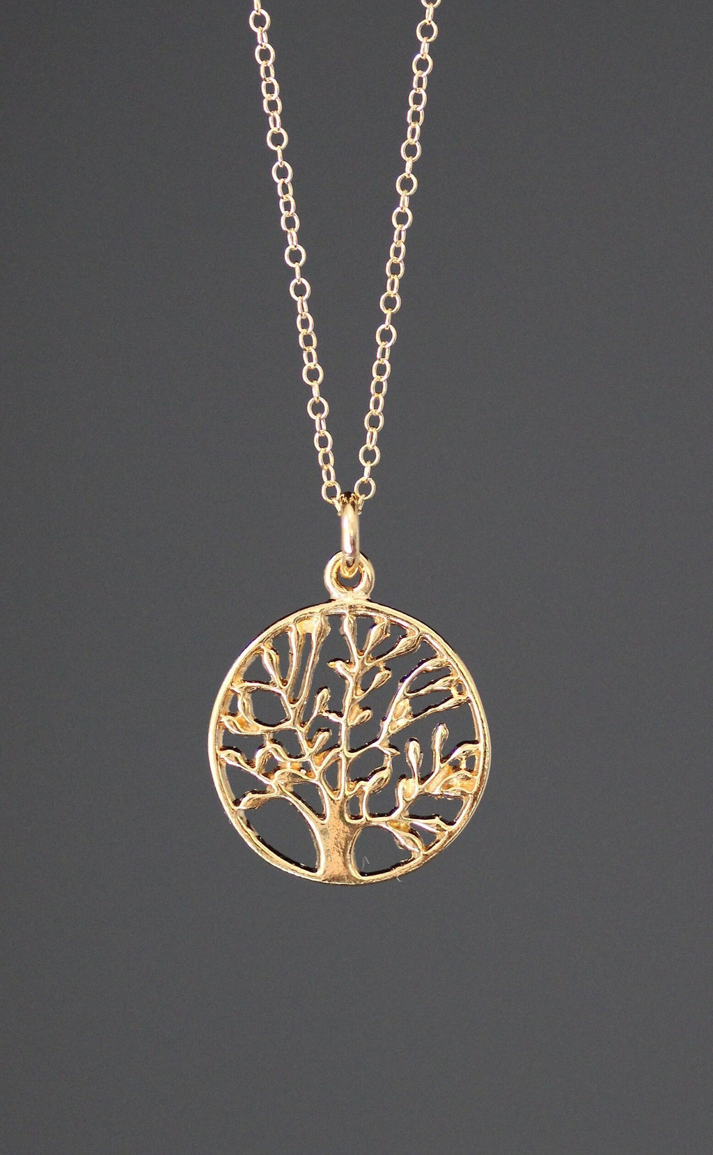 Gold Vermeil Tree of Life Pendant Necklace on Gold Filled Chain III