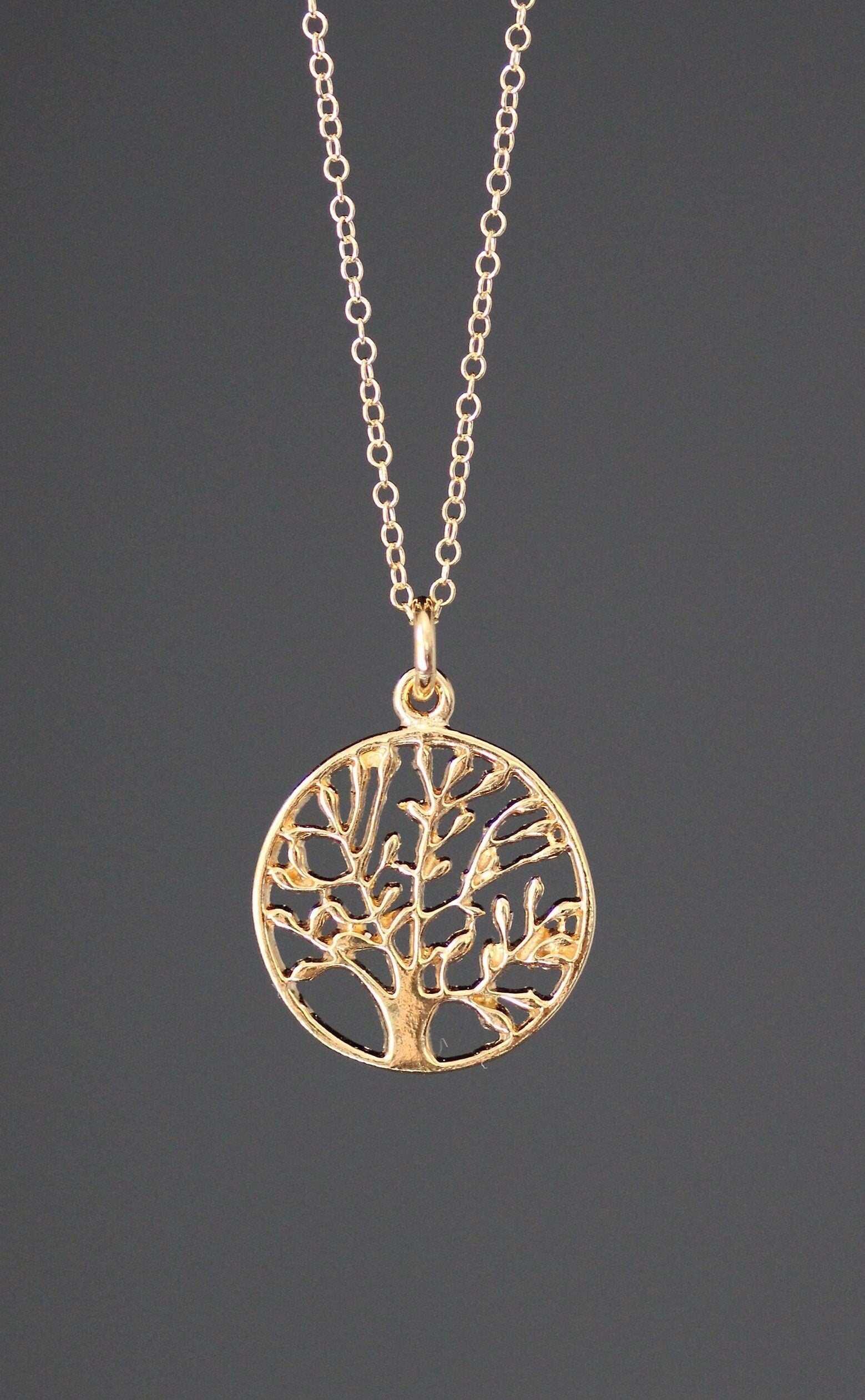 Gold Vermeil Tree of Life Pendant Necklace on Gold Filled Chain III