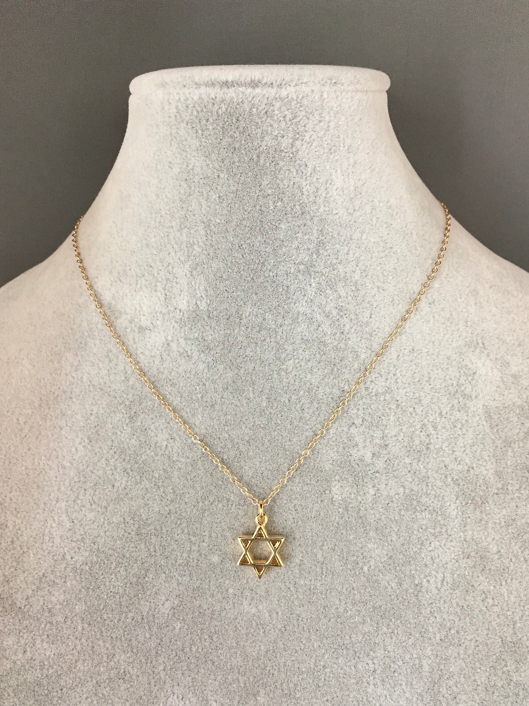 Gold Vermeil Star of David Pendant on Gold Filled Chain