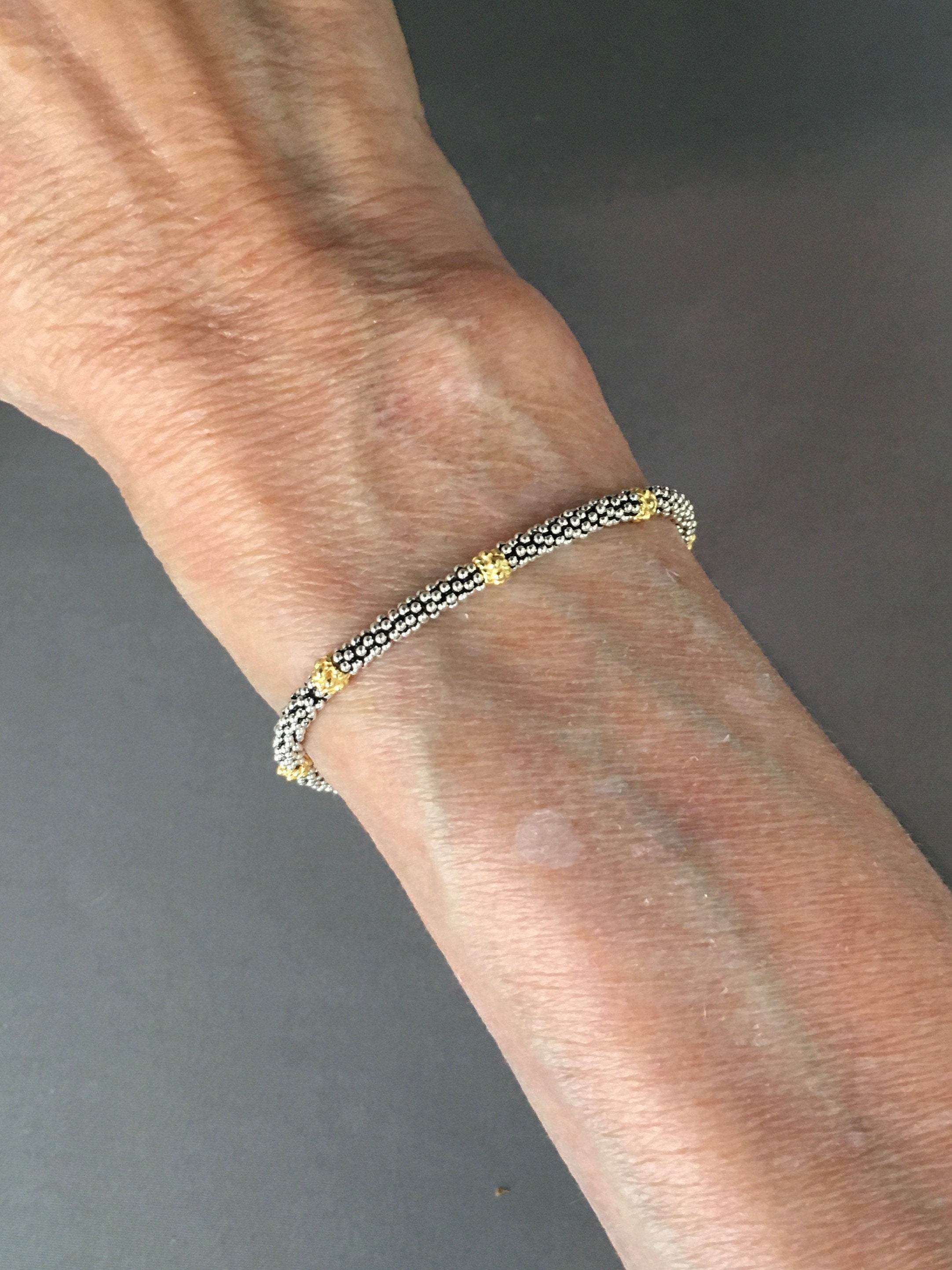 Bali Sterling Silver and Gold Vermeil Beaded Mixed Metal Bracelet