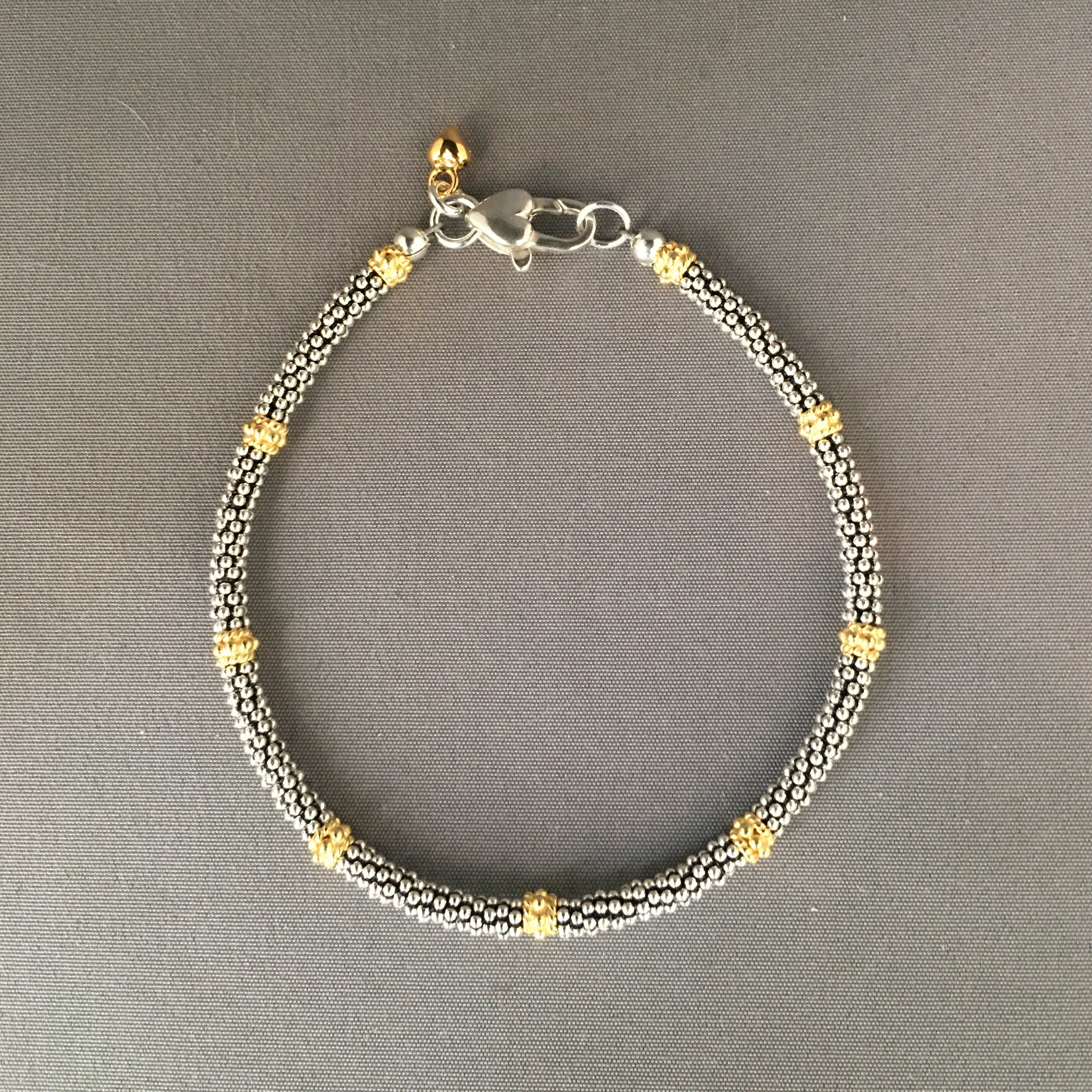 Bali Sterling Silver and Gold Vermeil Beaded Mixed Metal Bracelet