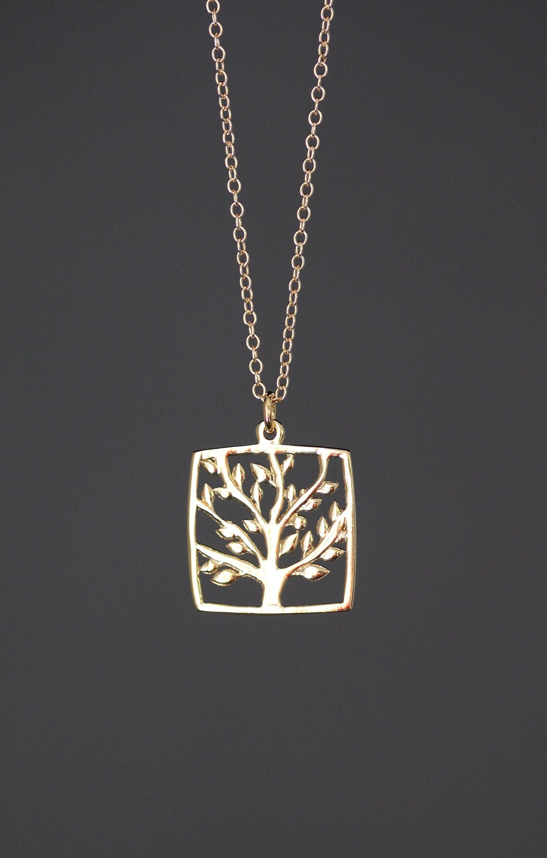 Gold Vermeil Tree of Life Pendant Necklace on Gold Filled Chain II