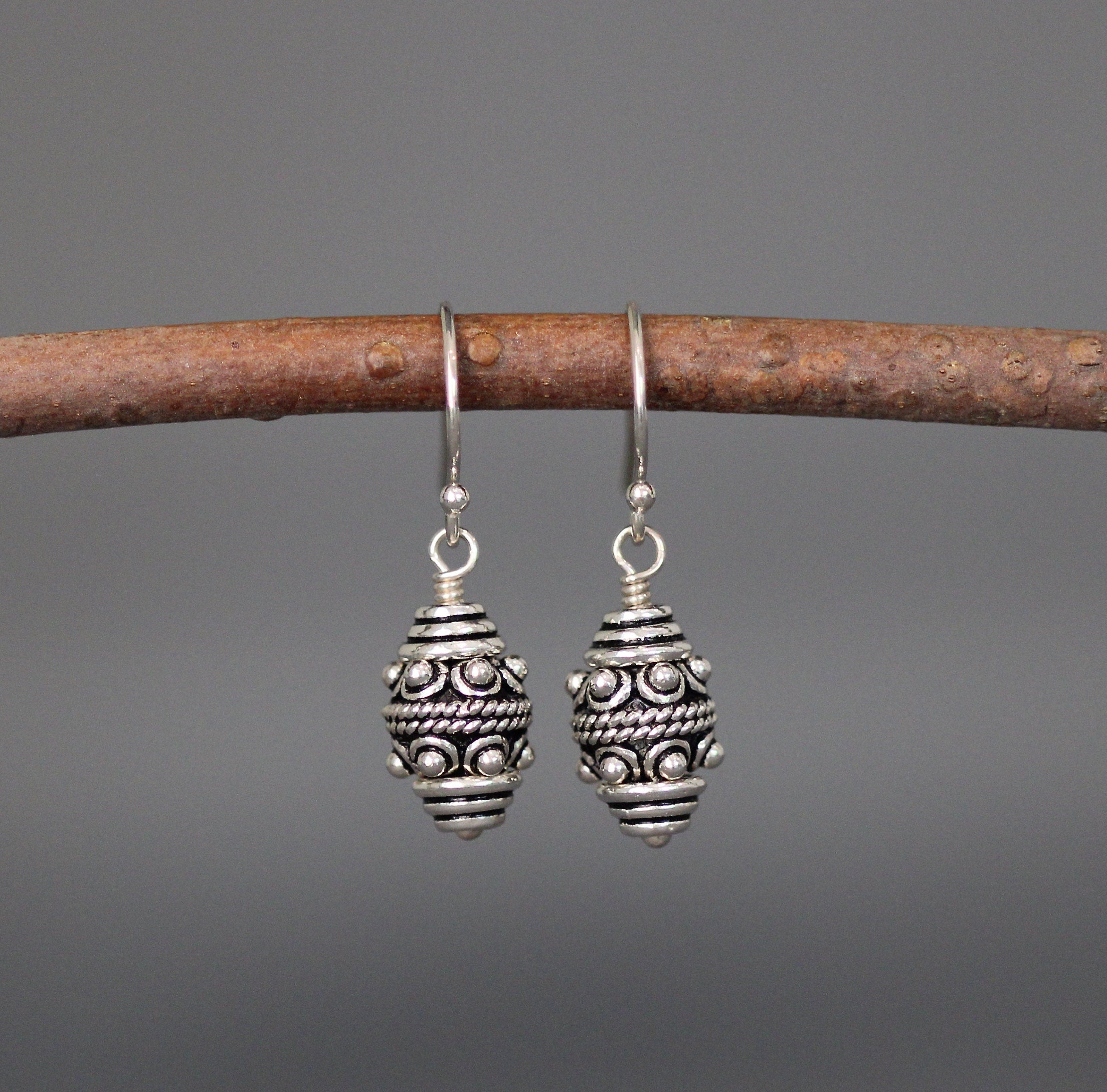 Bali Silver Earrings - Bali Bead Earrings
