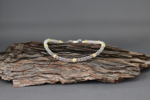Bali Sterling Silver and Gold Vermeil Beaded Mixed Metal Bracelet