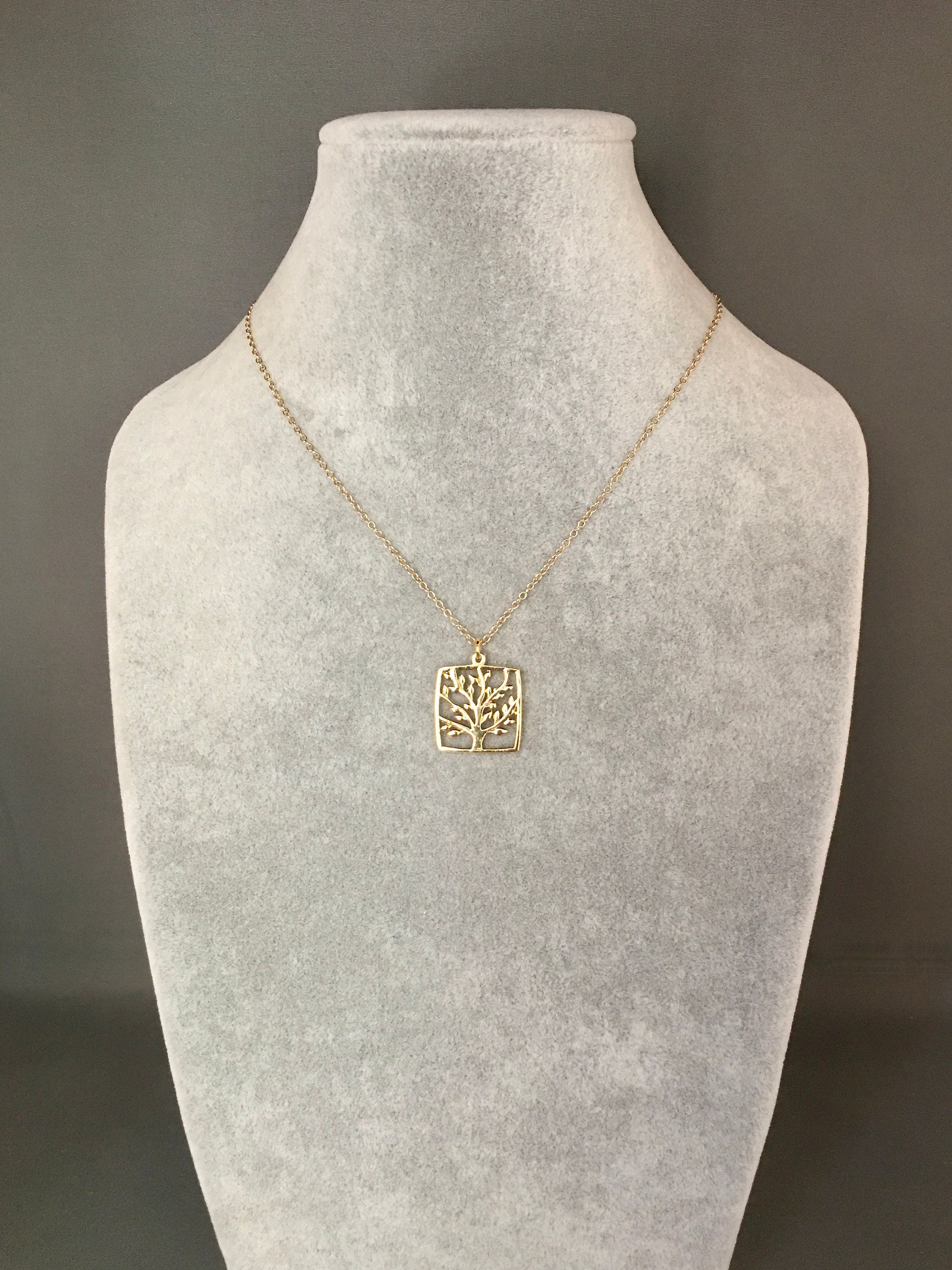 Gold Vermeil Tree of Life Pendant Necklace on Gold Filled Chain II