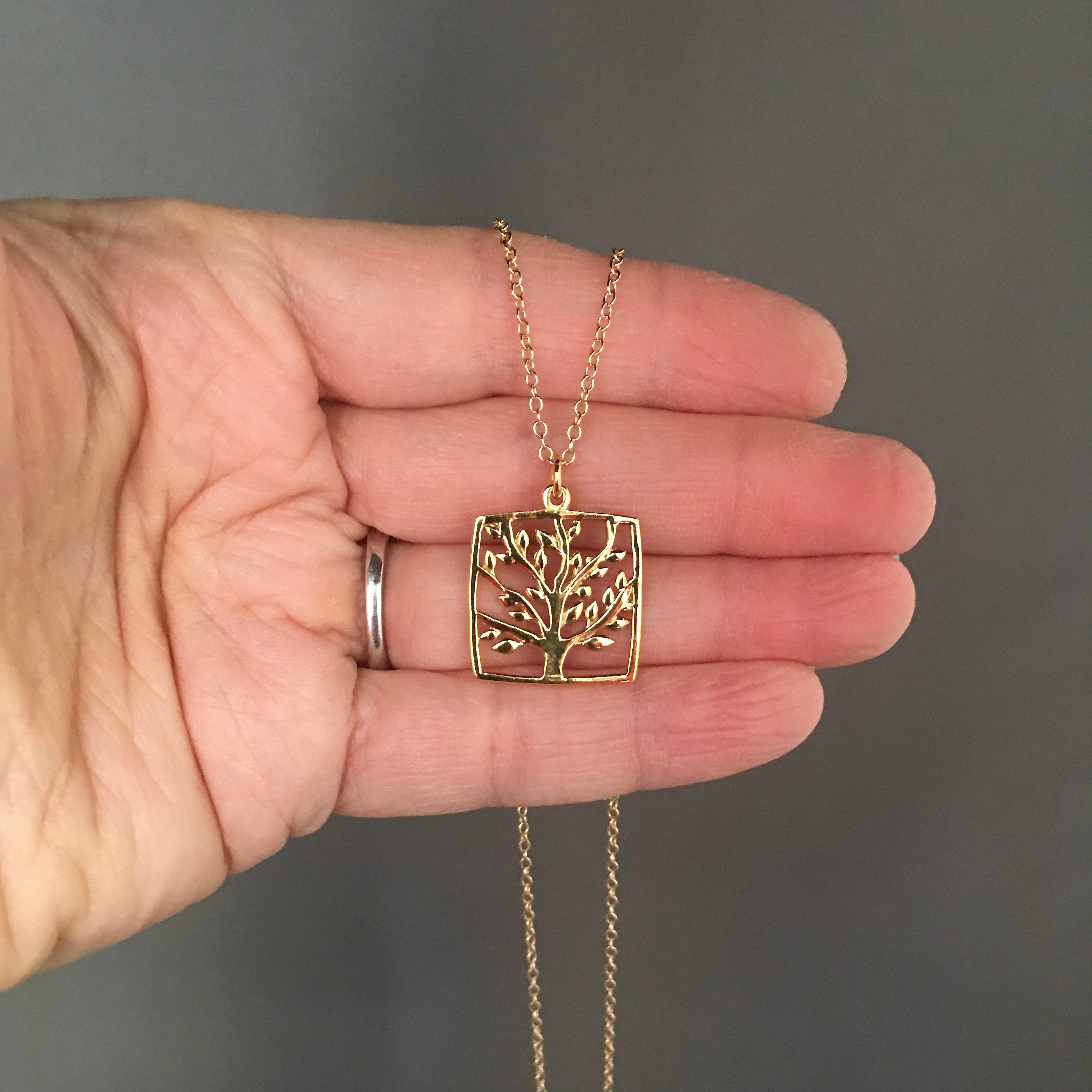 Gold Vermeil Tree of Life Pendant Necklace on Gold Filled Chain II