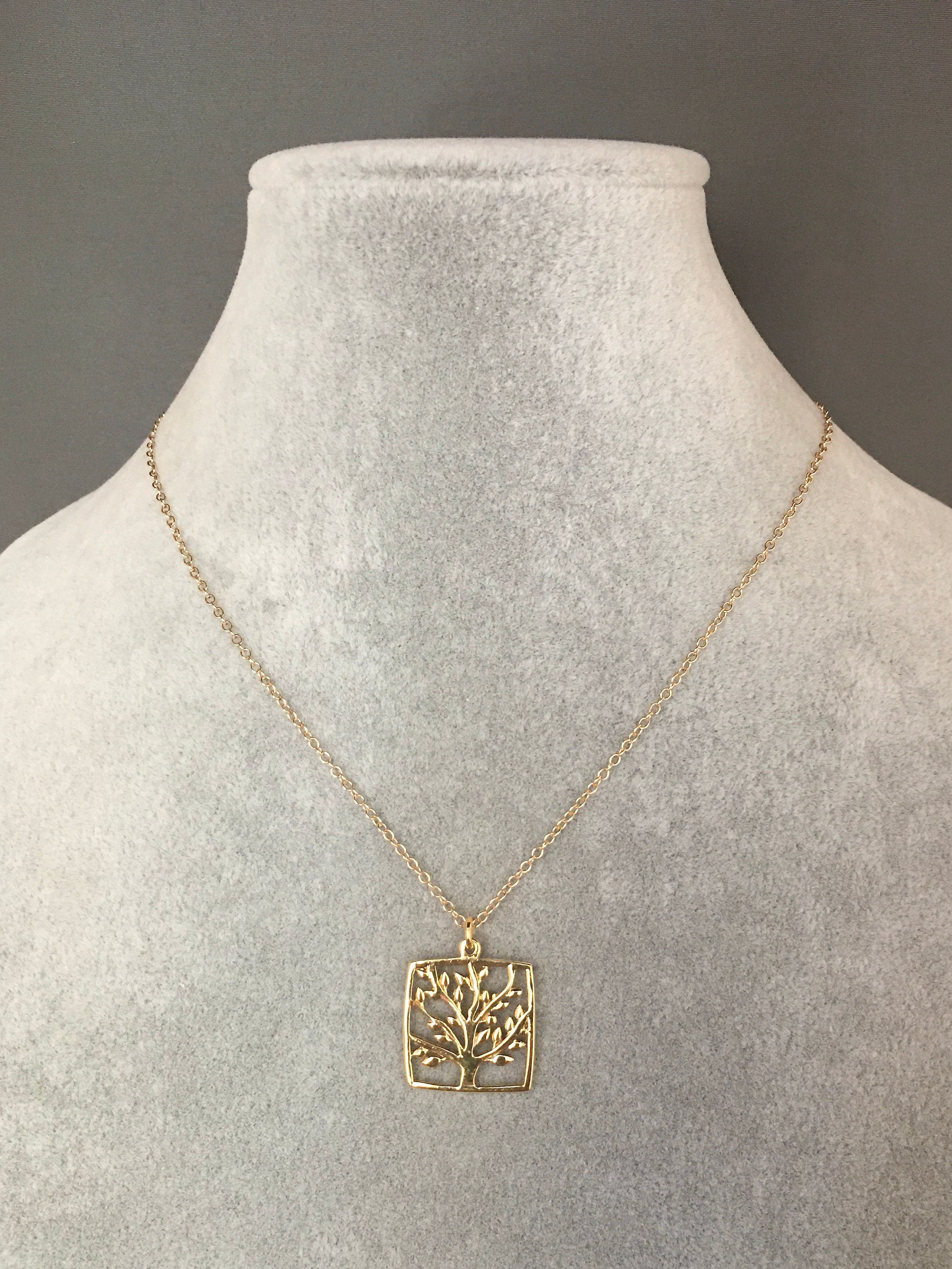 Gold Vermeil Tree of Life Pendant Necklace on Gold Filled Chain II