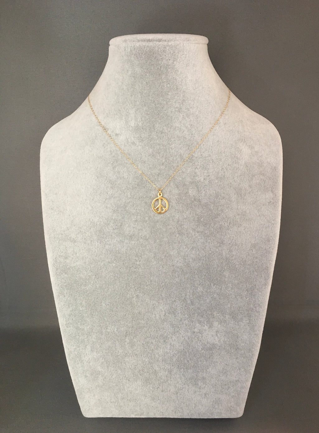 Gold Vermeil Peace Sign Charm Pendant Necklace