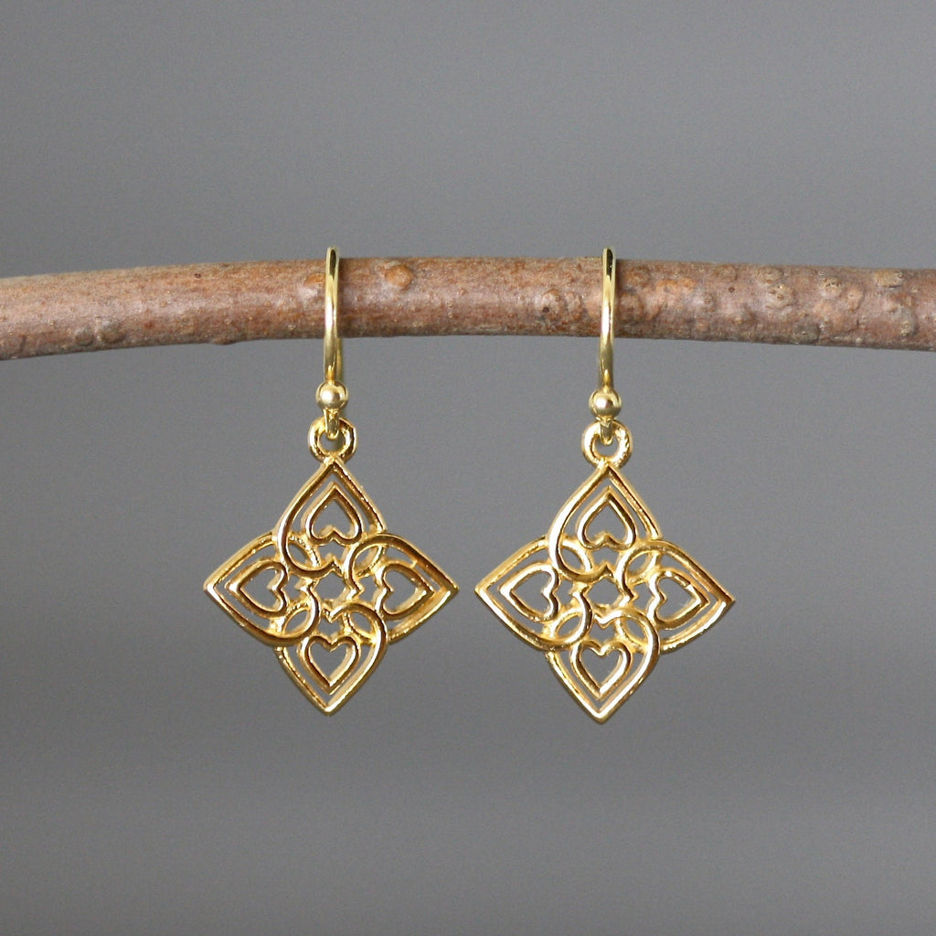Gold Vermeil Celtic Filigree Charm Earrings