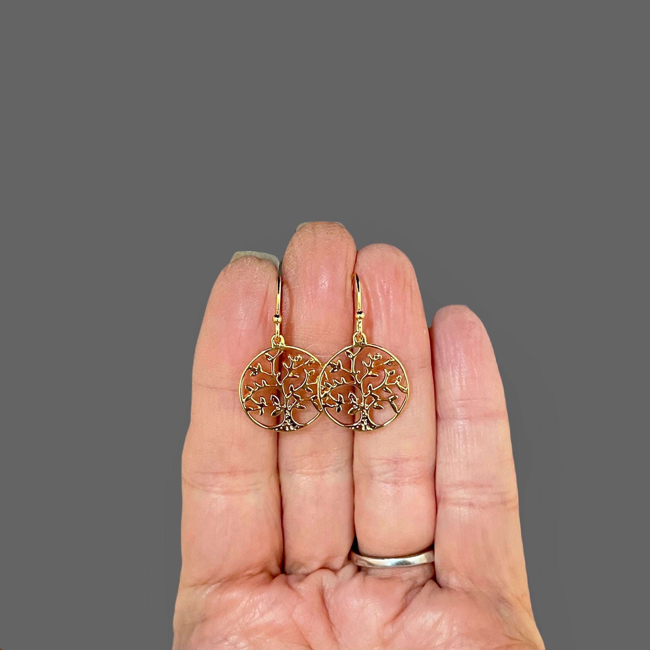 Gold Vermeil Tree of Life Charm Earrings II