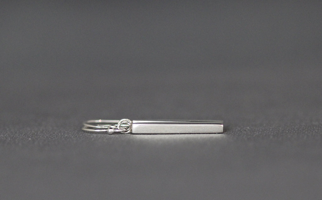 Simple Sterling Silver Stick Charm Dangle Earrings