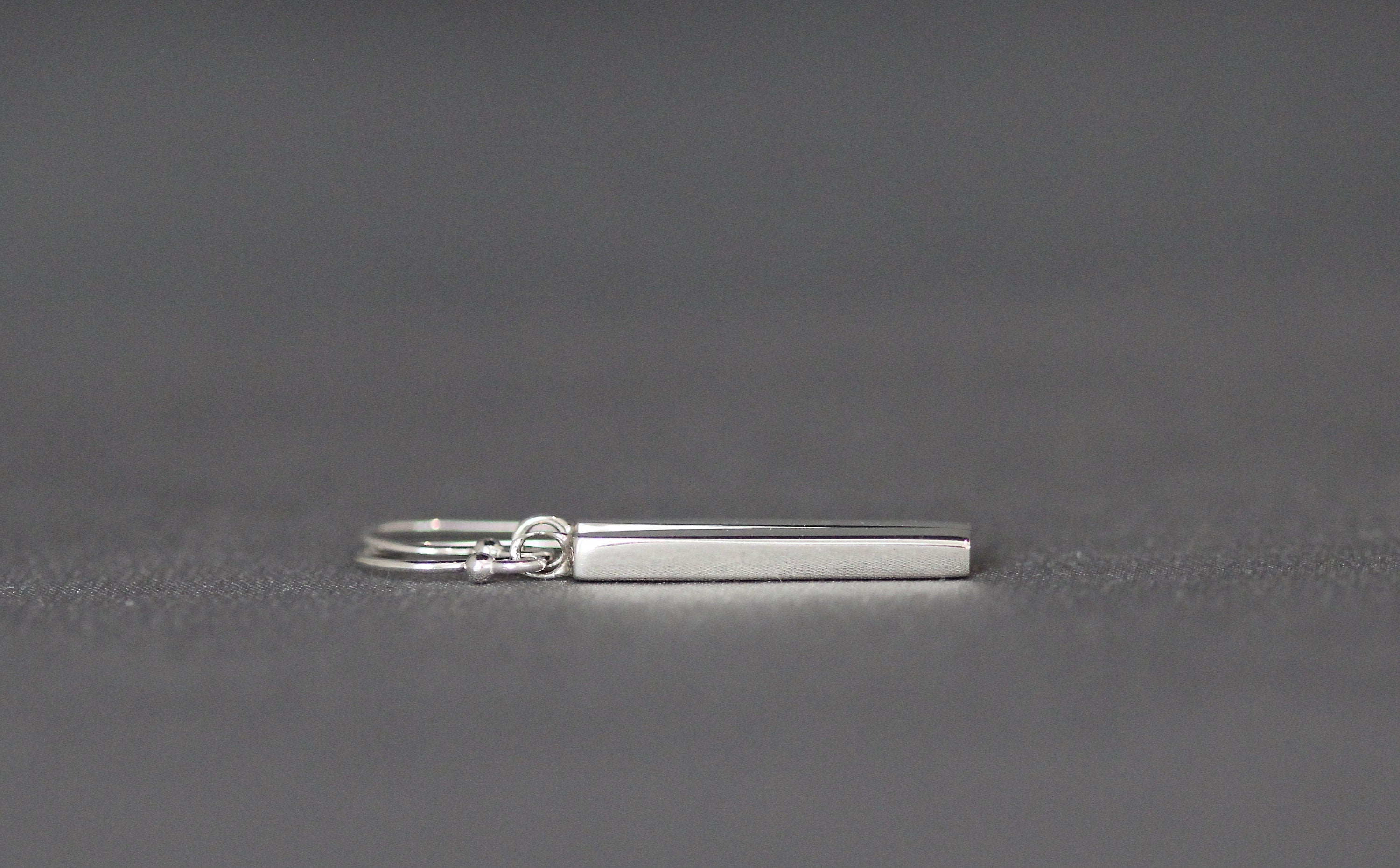 Simple Sterling Silver Stick Charm Dangle Earrings