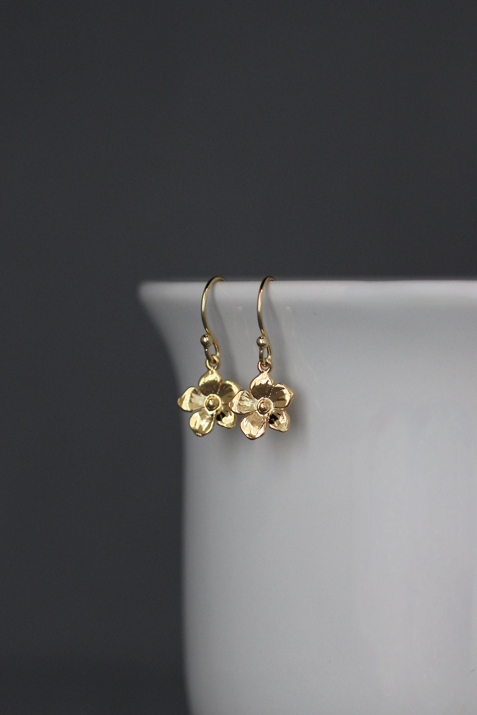 Gold Vermeil Plumeria Flower Dangle Earrings