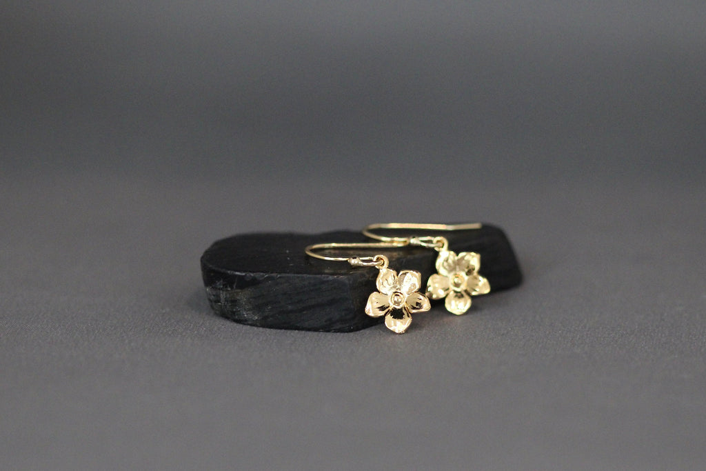 Gold Vermeil Plumeria Flower Dangle Earrings