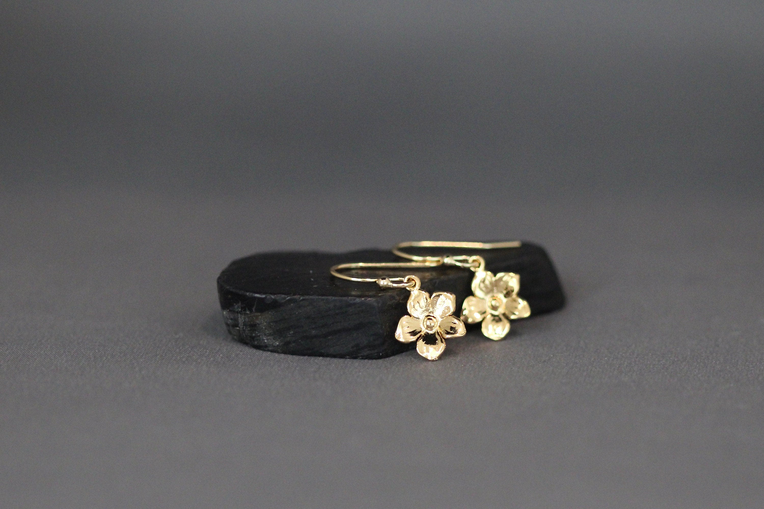 Gold Vermeil Plumeria Flower Dangle Earrings