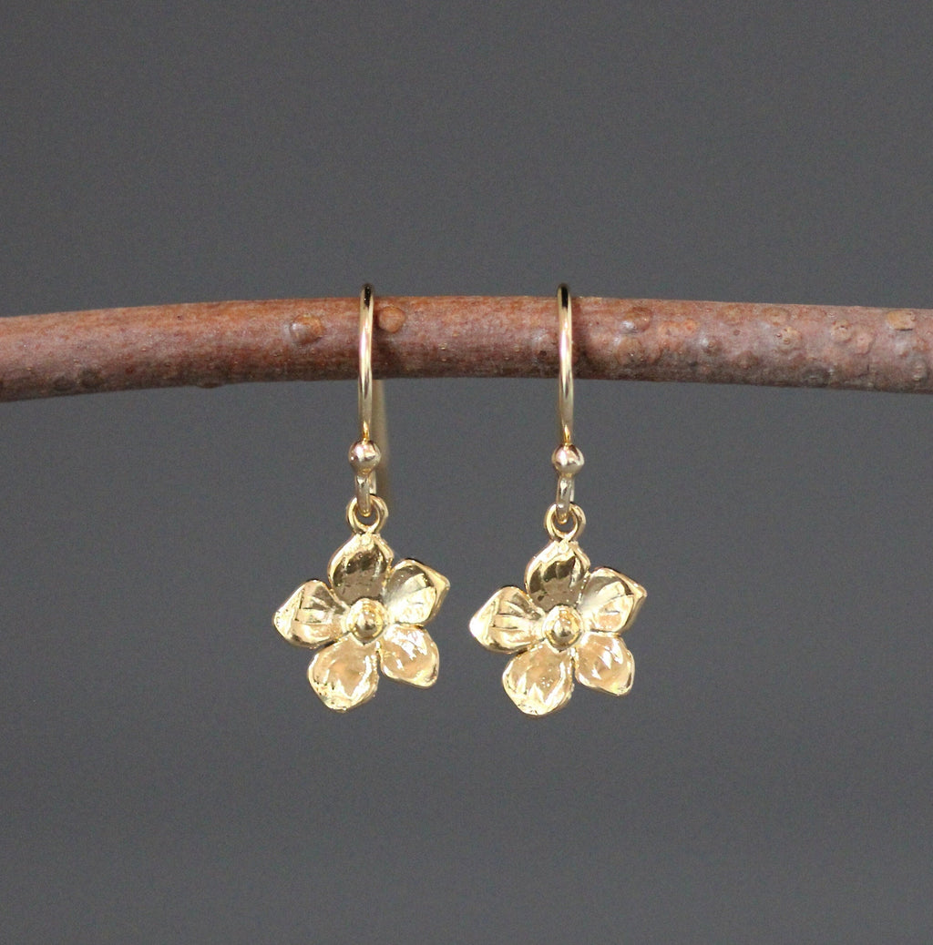 Gold Vermeil Plumeria Flower Dangle Earrings