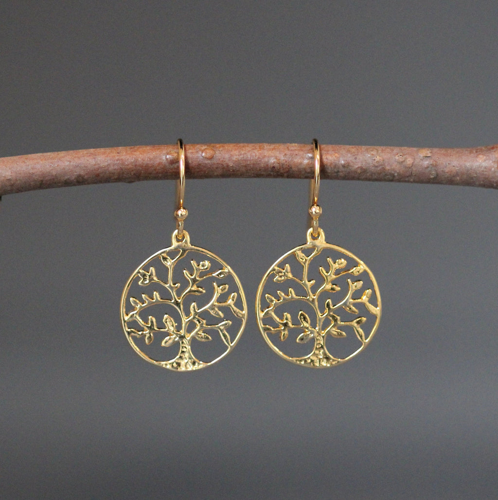 Gold Vermeil Tree of Life Charm Earrings II