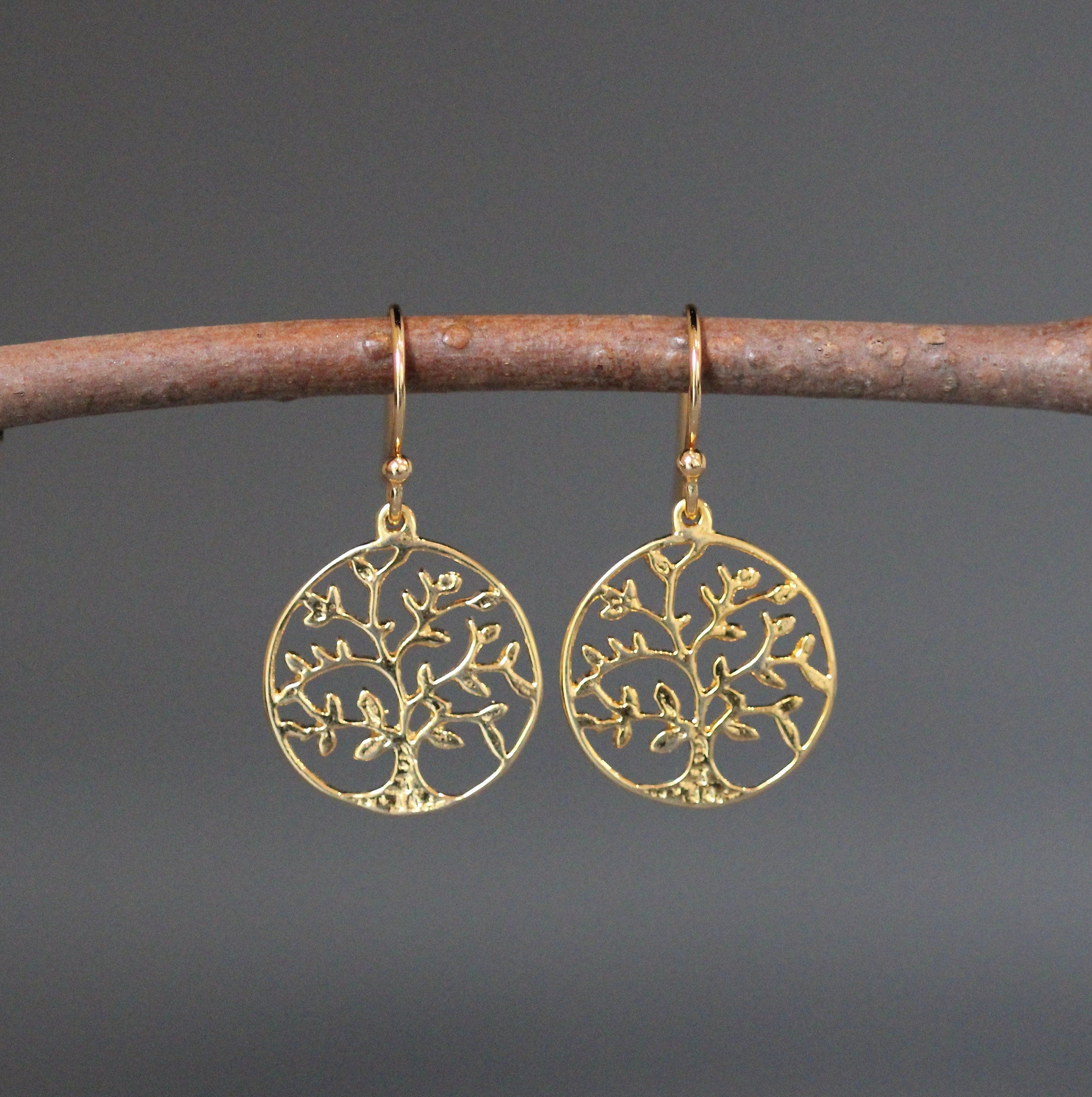 Gold Vermeil Tree of Life Charm Earrings II
