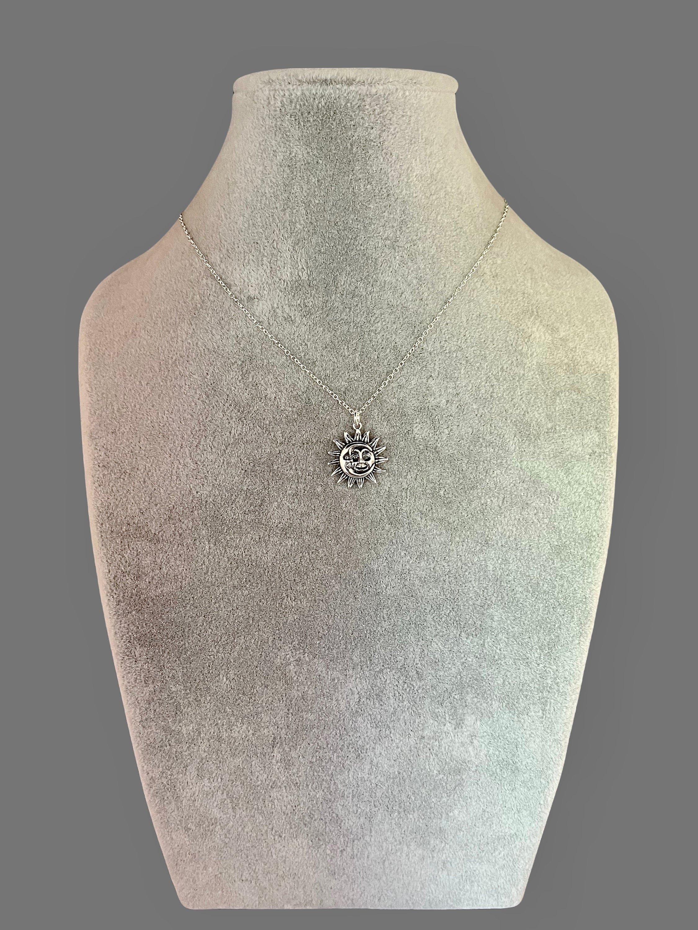 Bali Sterling Silver Sun and Moon Charm Necklace