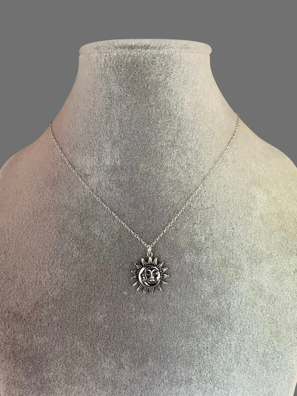 Bali Sterling Silver Sun and Moon Charm Necklace