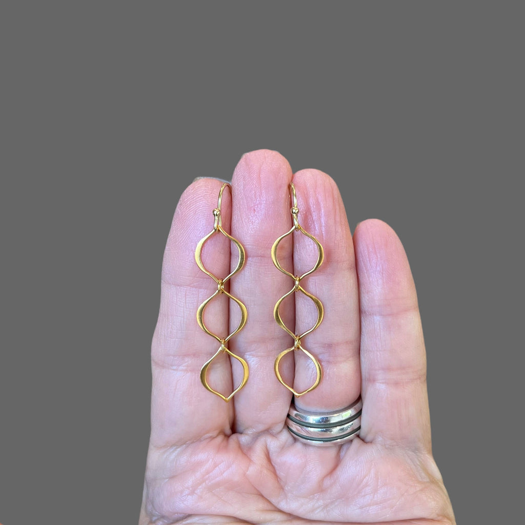 Triple Marquise Ring Dangle Earrings in Gold Vermeil
