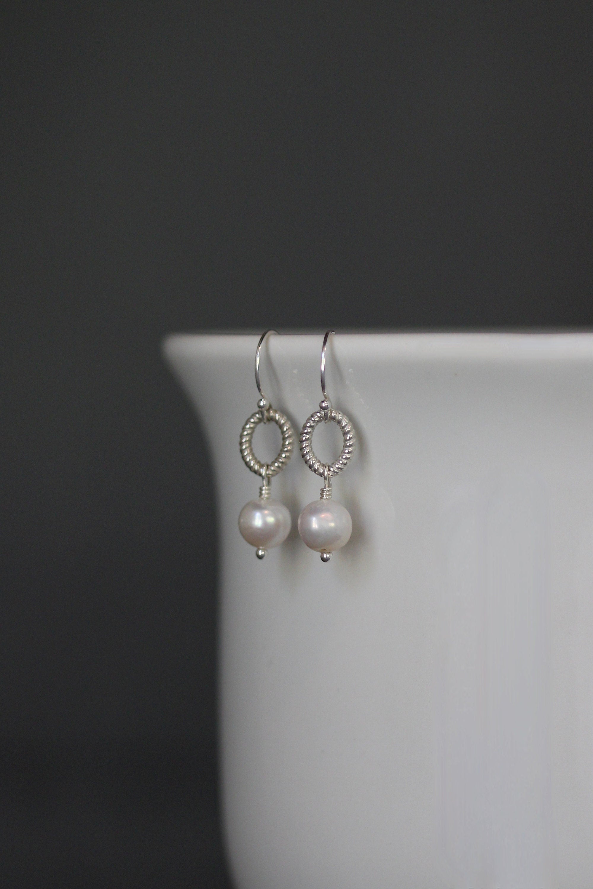 Freshwater Pearl and Sterling Silver Dangle Earrings