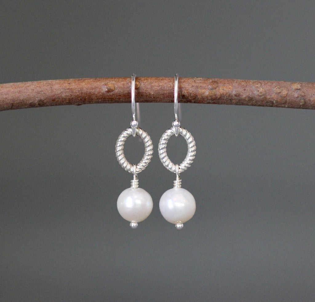 Freshwater Pearl and Sterling Silver Dangle Earrings