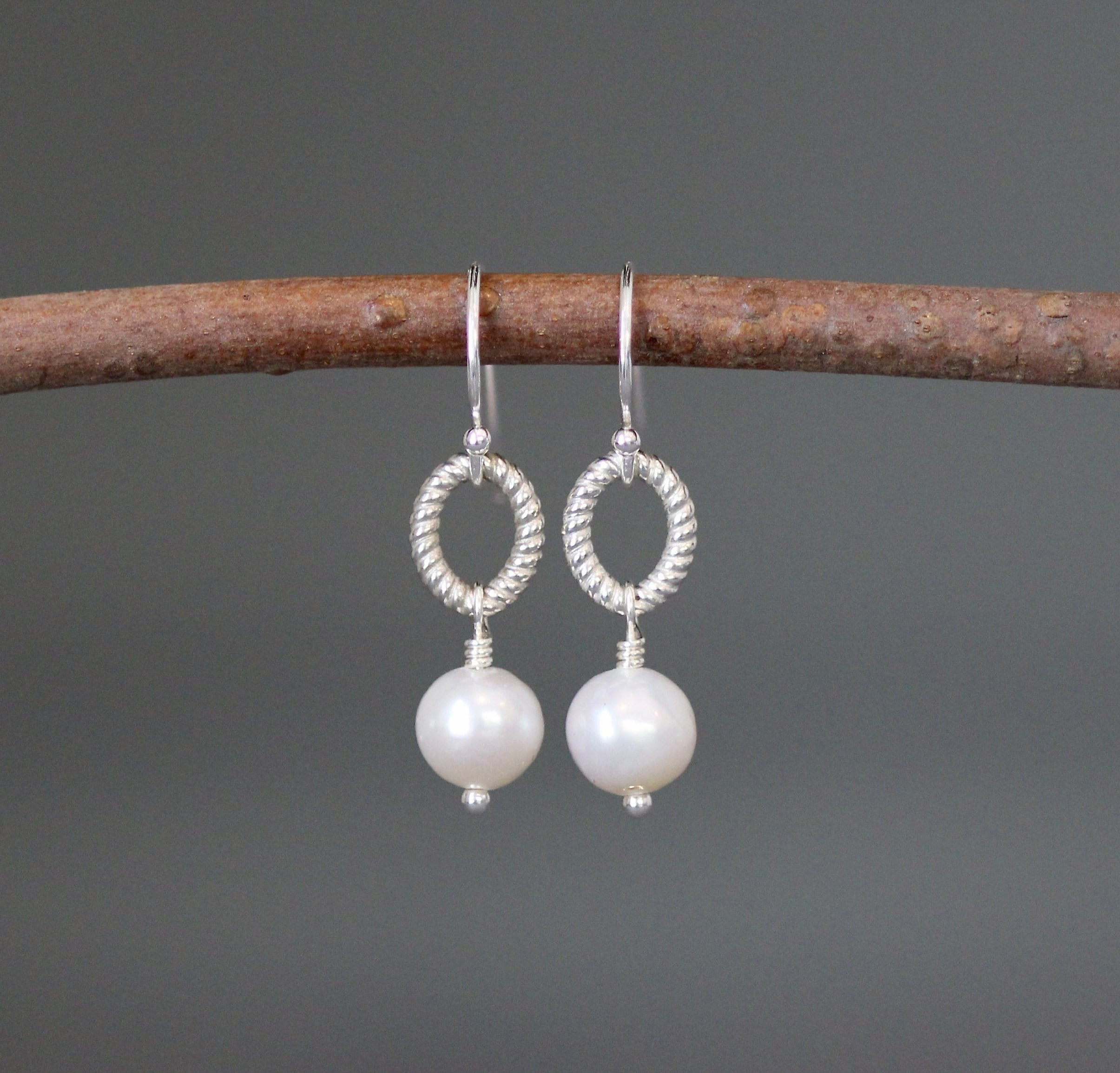 Freshwater Pearl and Sterling Silver Dangle Earrings