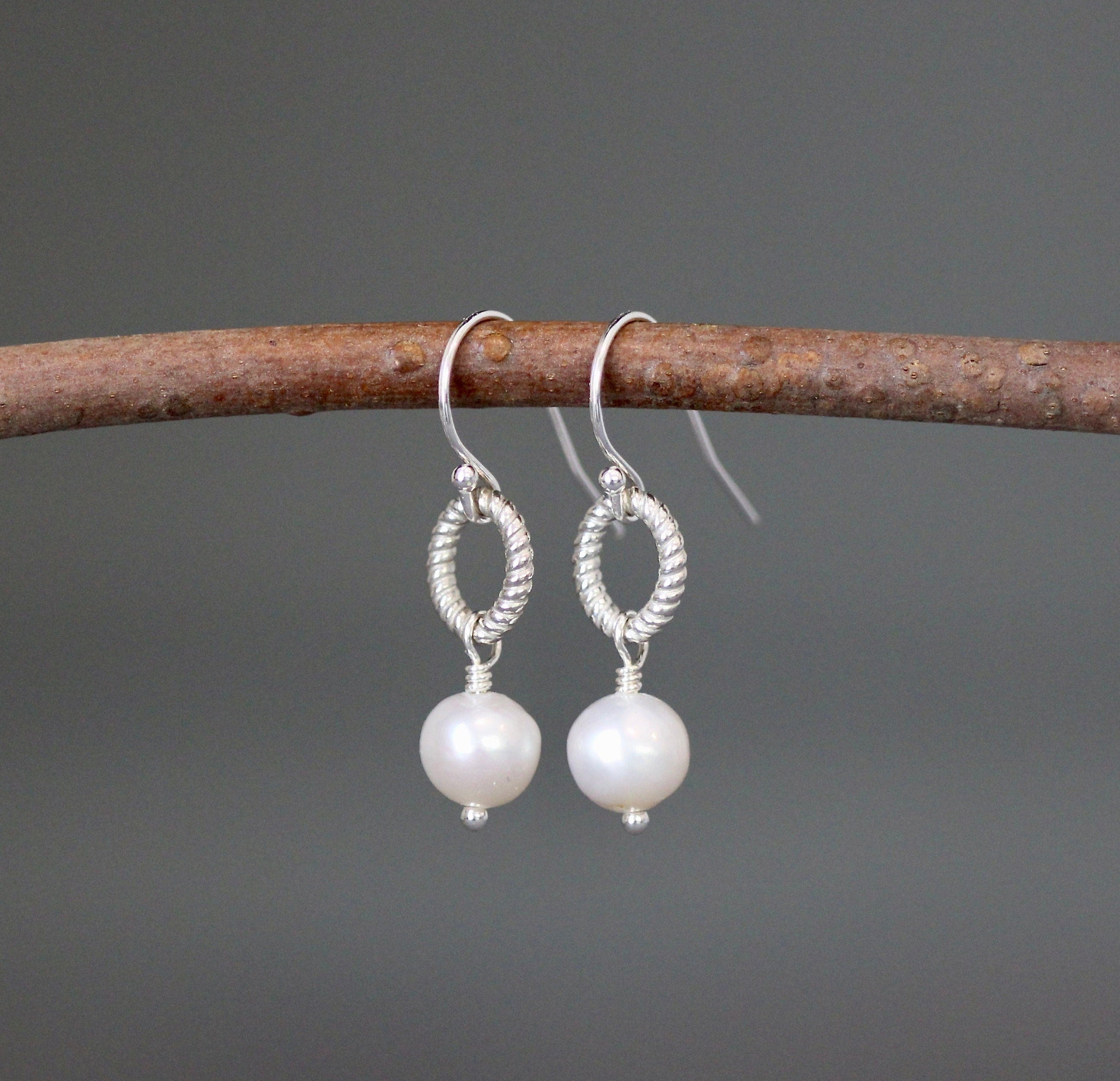 Freshwater Pearl and Sterling Silver Dangle Earrings