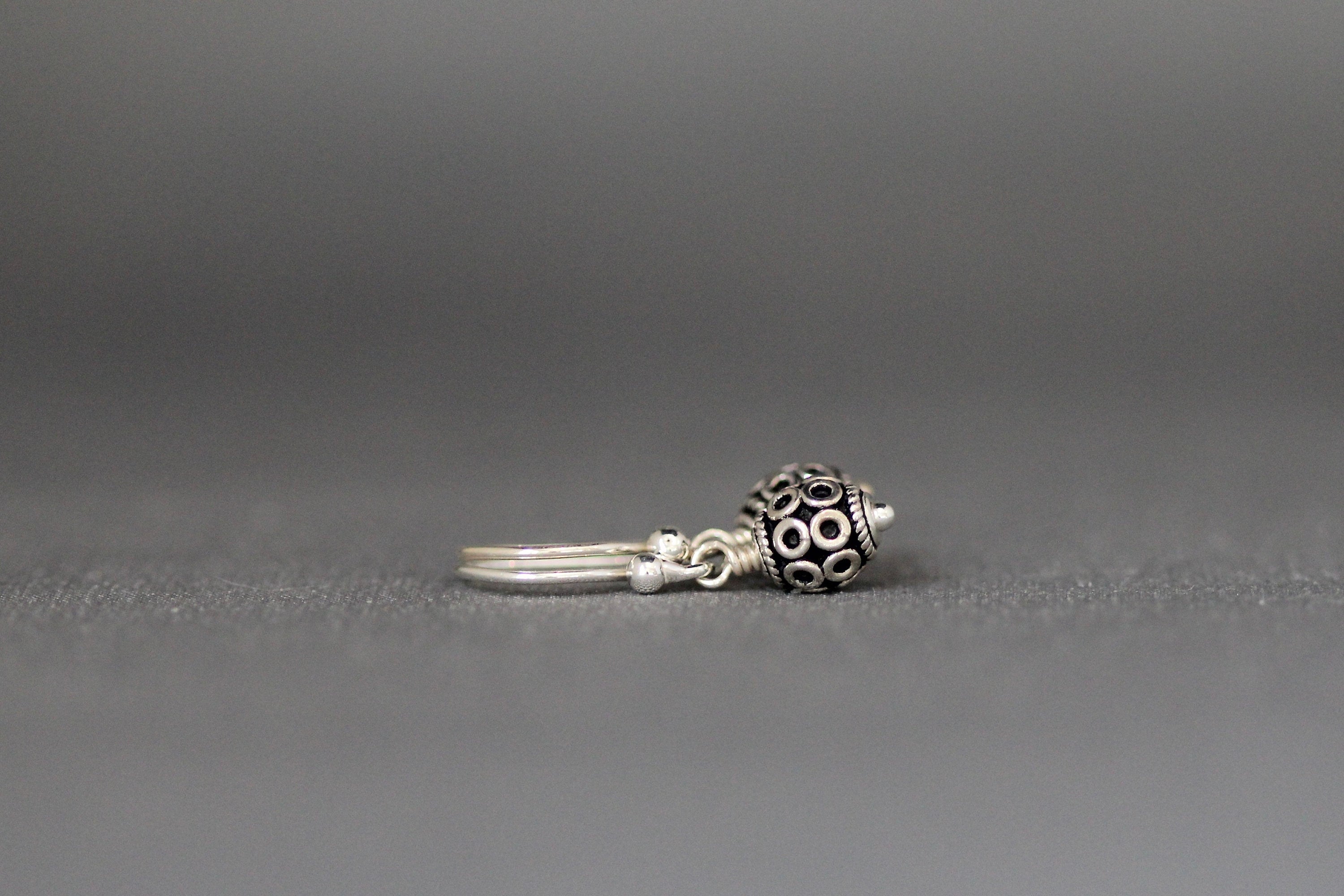 Sterling Silver Bali Bead Dangle Earrings