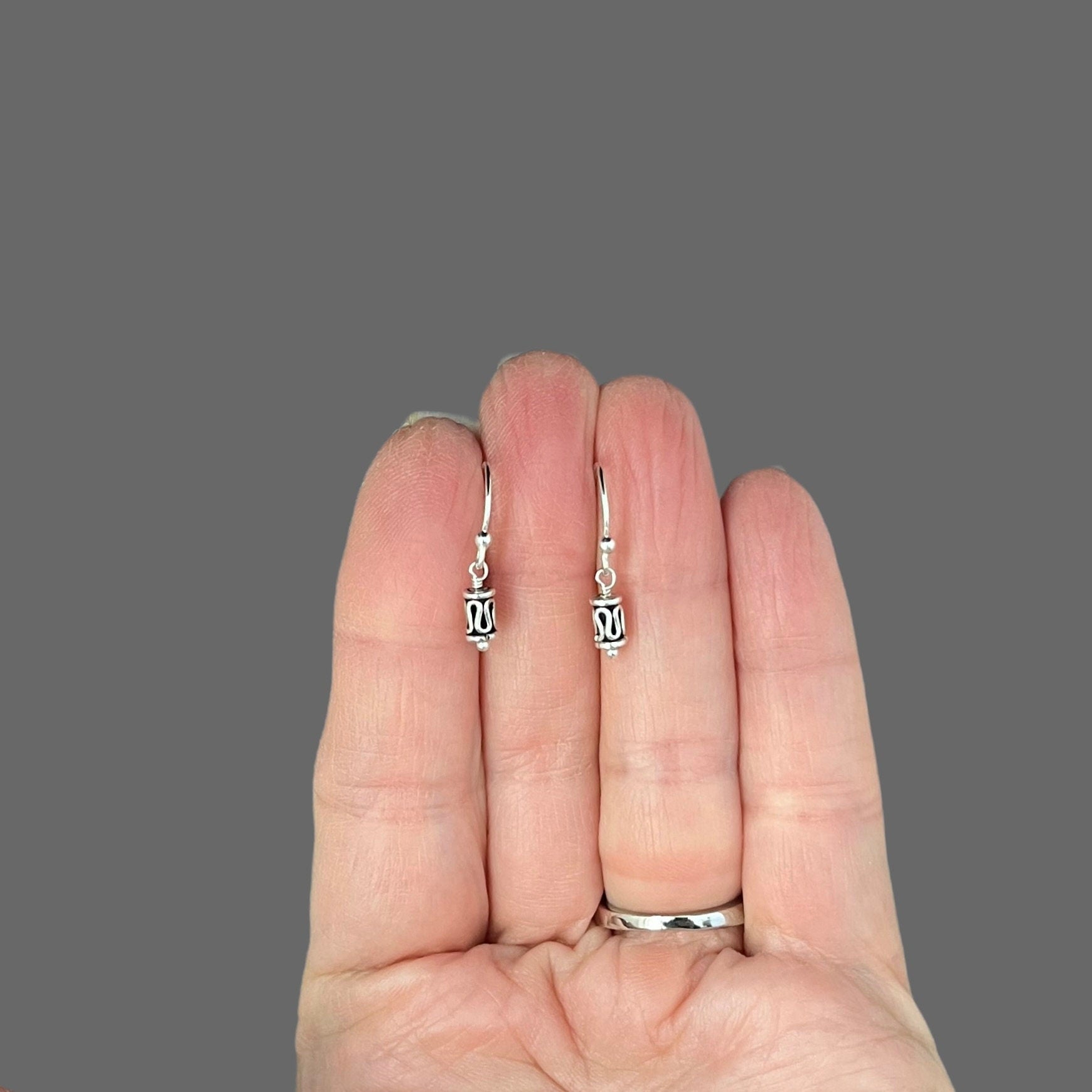 Bali Bead Earrings - Small Silver Dangle Earrings