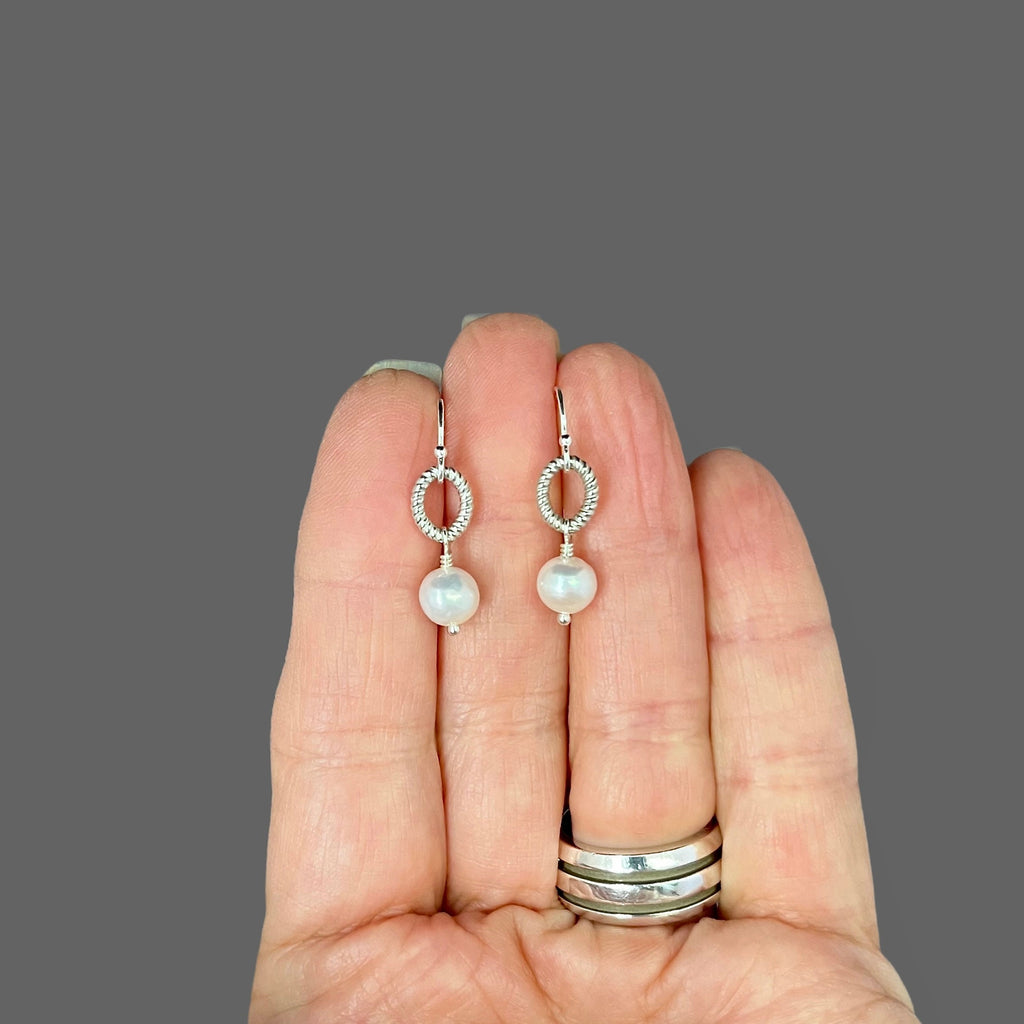 Freshwater Pearl and Sterling Silver Dangle Earrings