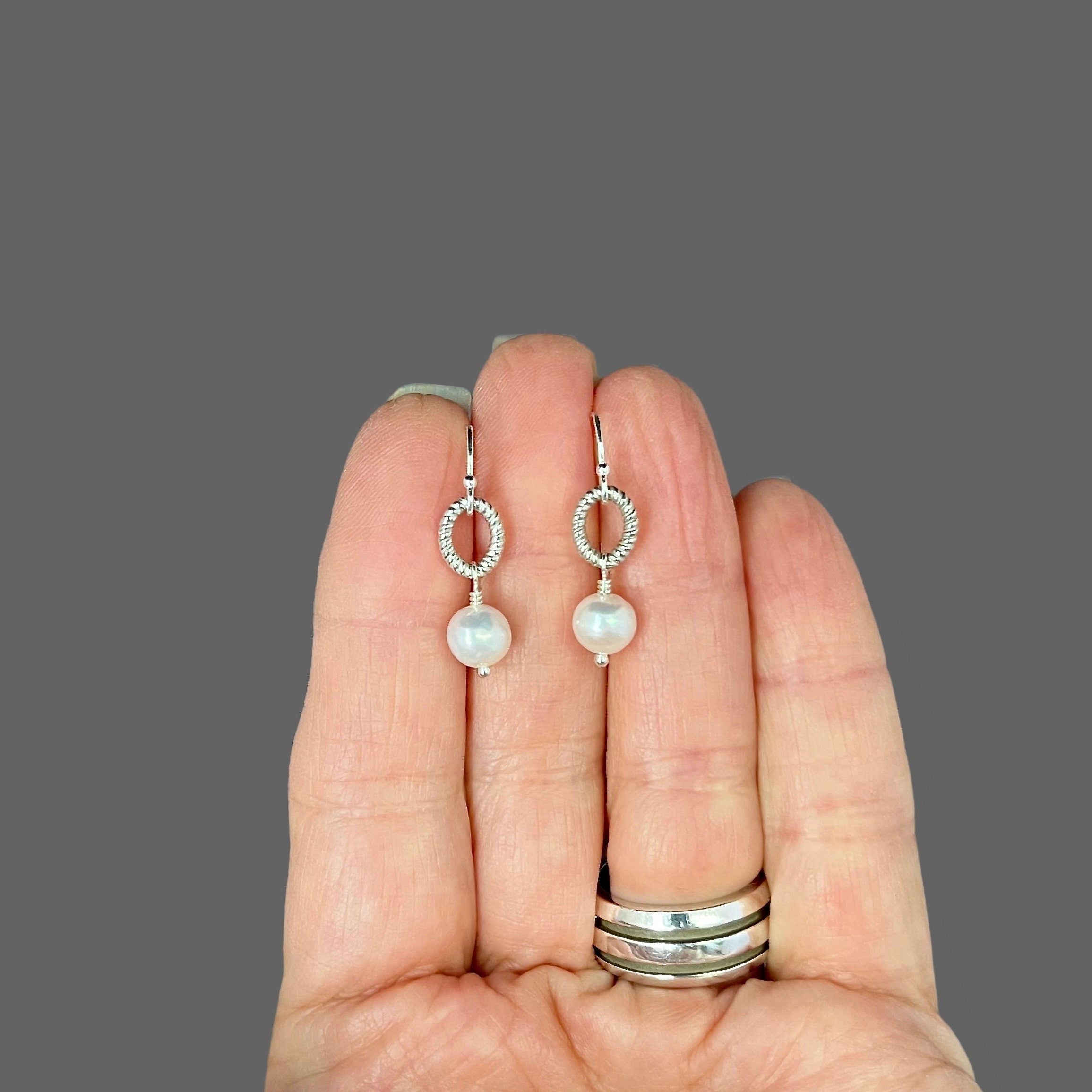 Freshwater Pearl and Sterling Silver Dangle Earrings